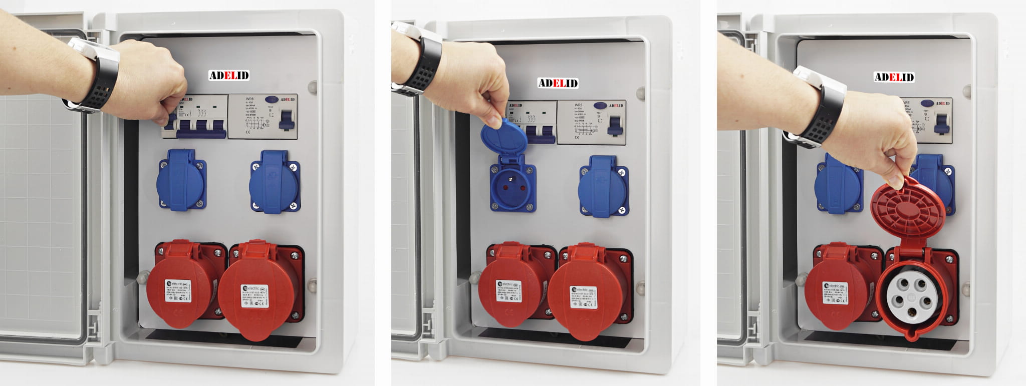 RSZ Rozdzielnia elektryczna ABS, 1x32A*5, 1x16A*5, 2x230v z różnicówką 40A, zabezpieczona 16A "C"