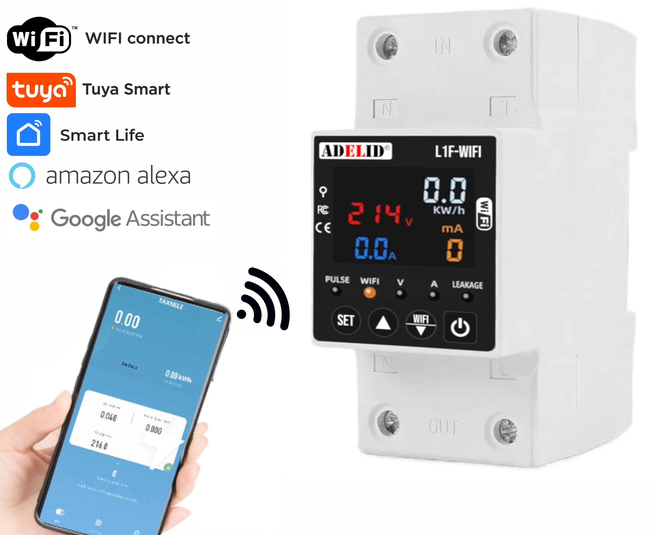 Licznik Jednofazowy WiFi Podlicznik Energii Prądu 1-faz Smart  TUYA