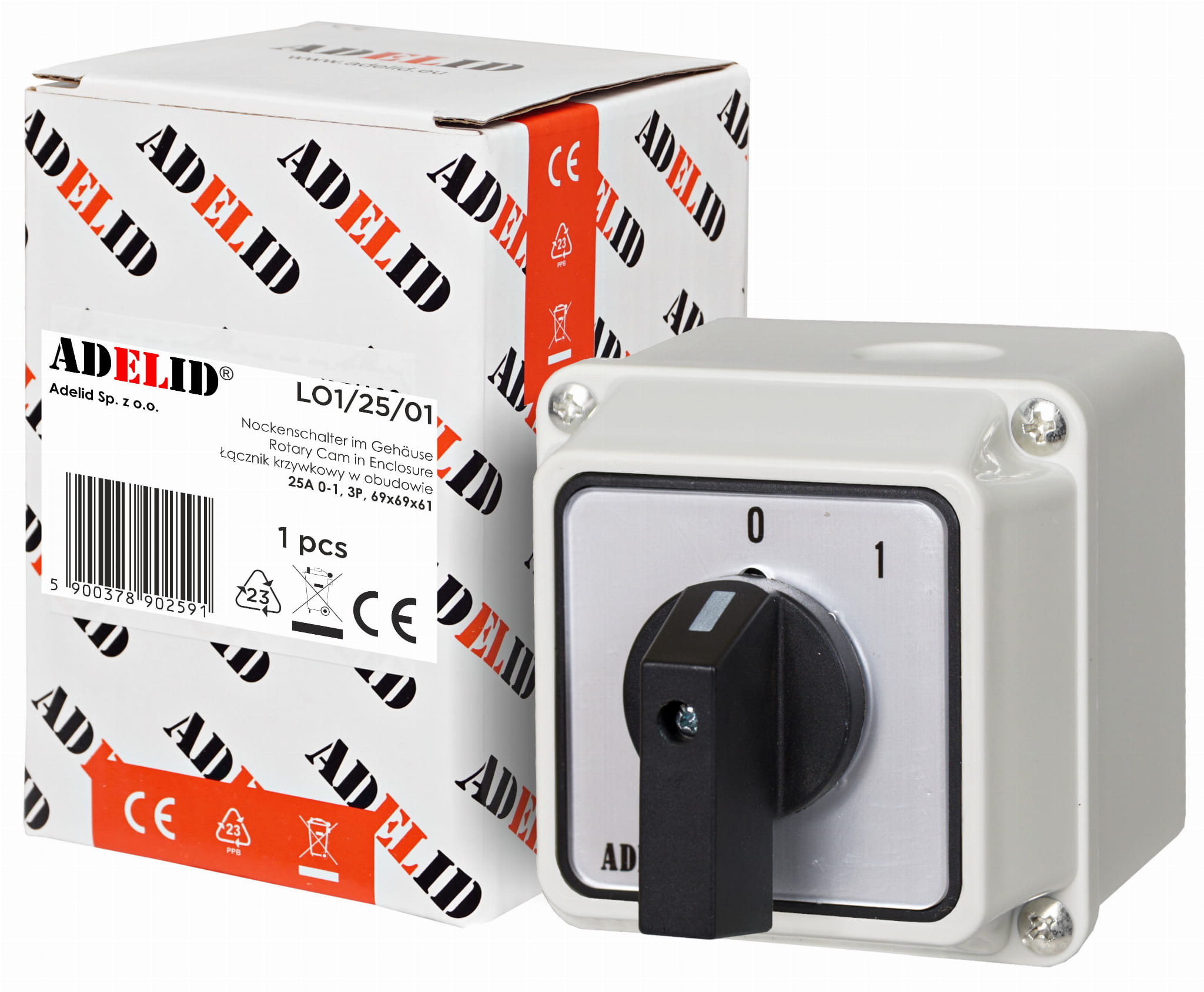 Łącznik Krzywkowy 25A 0-1 3F W Obudowie Ip65