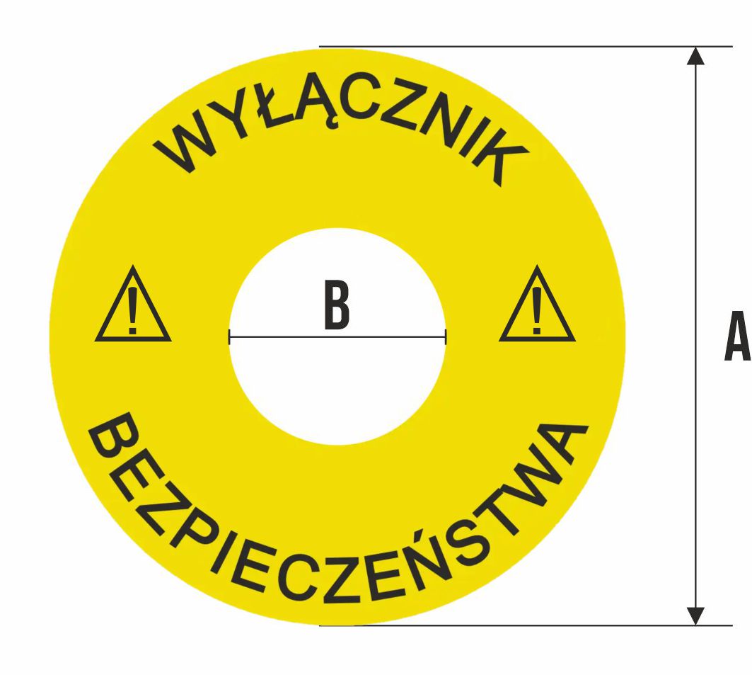 Przycisk Bezpieczeństwa Grzybek ES542 Awaryjny Tabliczka Ostrzegawcza 22