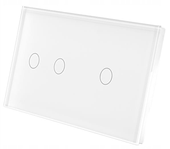 Włącznik Światła Dotykowy Szklany Duży Panel 2+1
