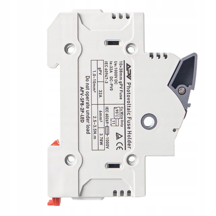 Podstawa bezpiecznikowa rozłącznik DC 10x38 + LED 1P