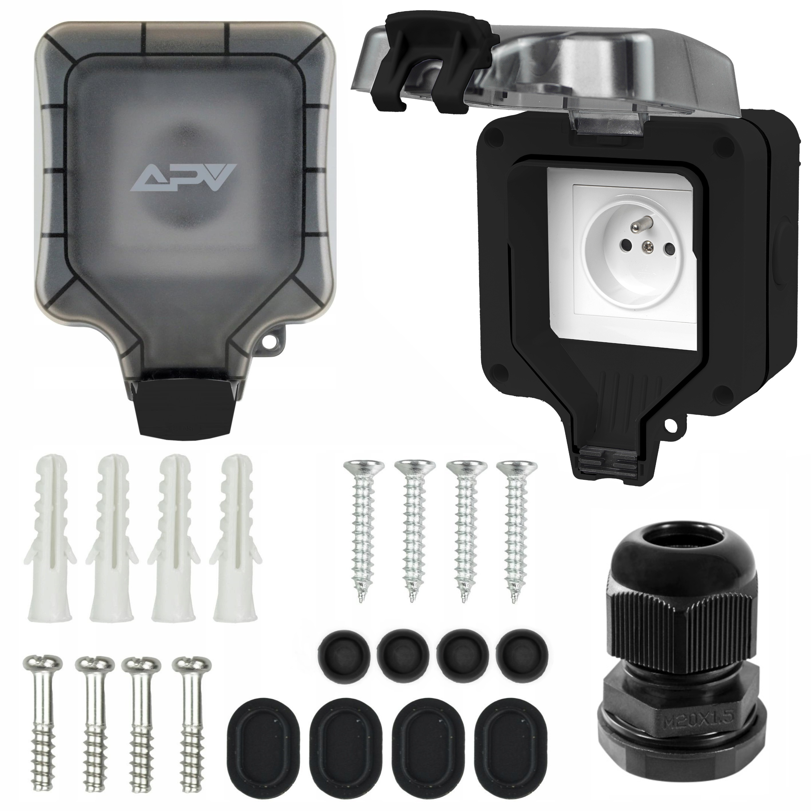 GNIAZDO ELEKTRYCZNE OGRODOWE WODOSZCZELNE Z BOLCEM 230V IP66