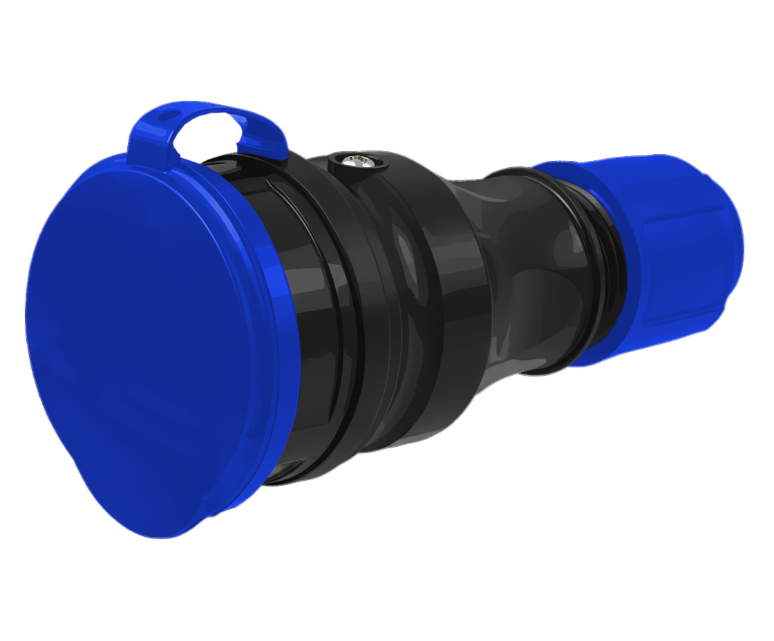 GNIAZDO PRZENOŚNE HERMETYCZNE GUMOWE IP54 16A 230V Z DŁAWIKIEM I KLAPKĄ