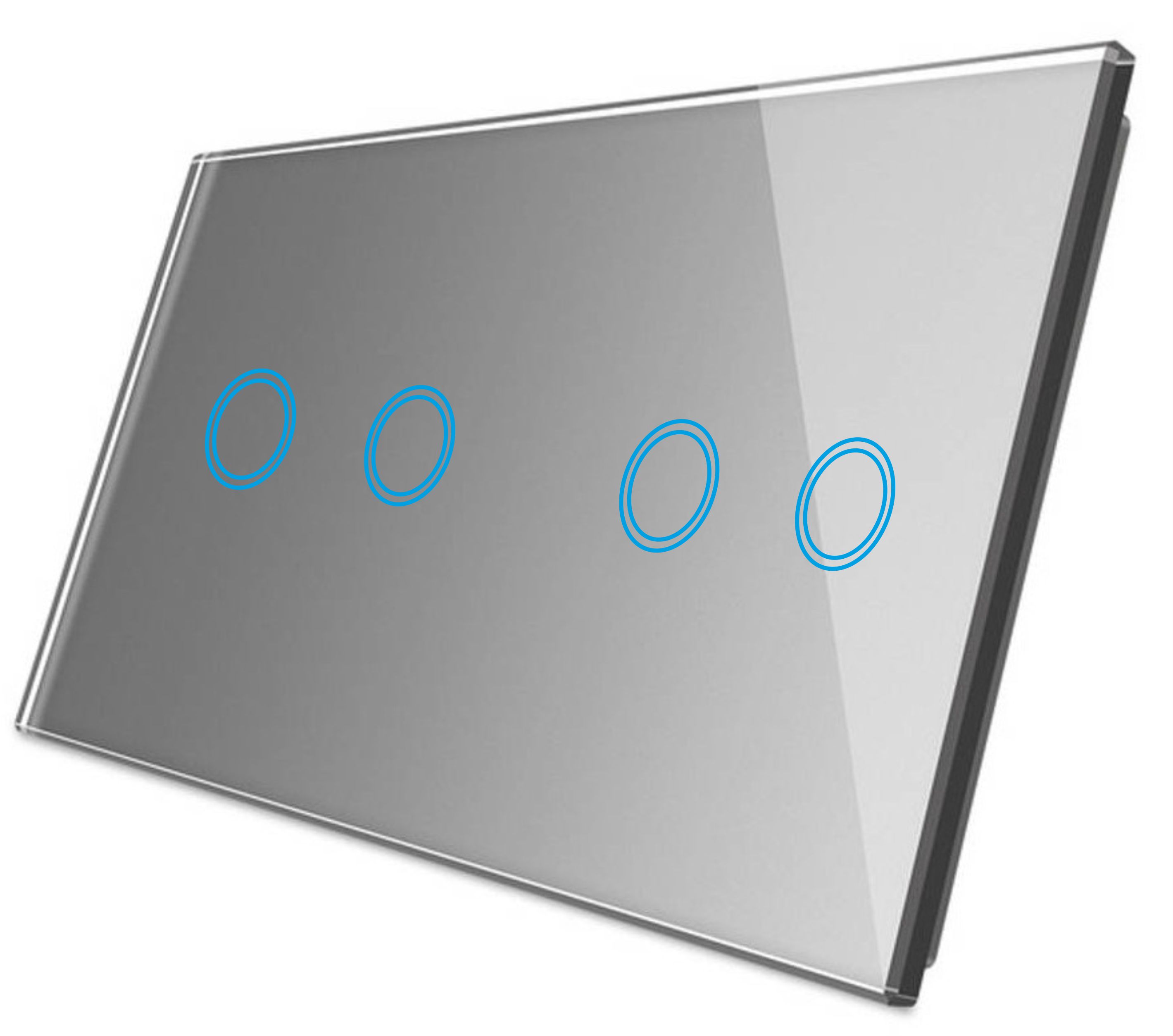 Panel Szklany Dotykowy Włącznik Światła Poczwórny Szary 2+2 2 Moduły LED