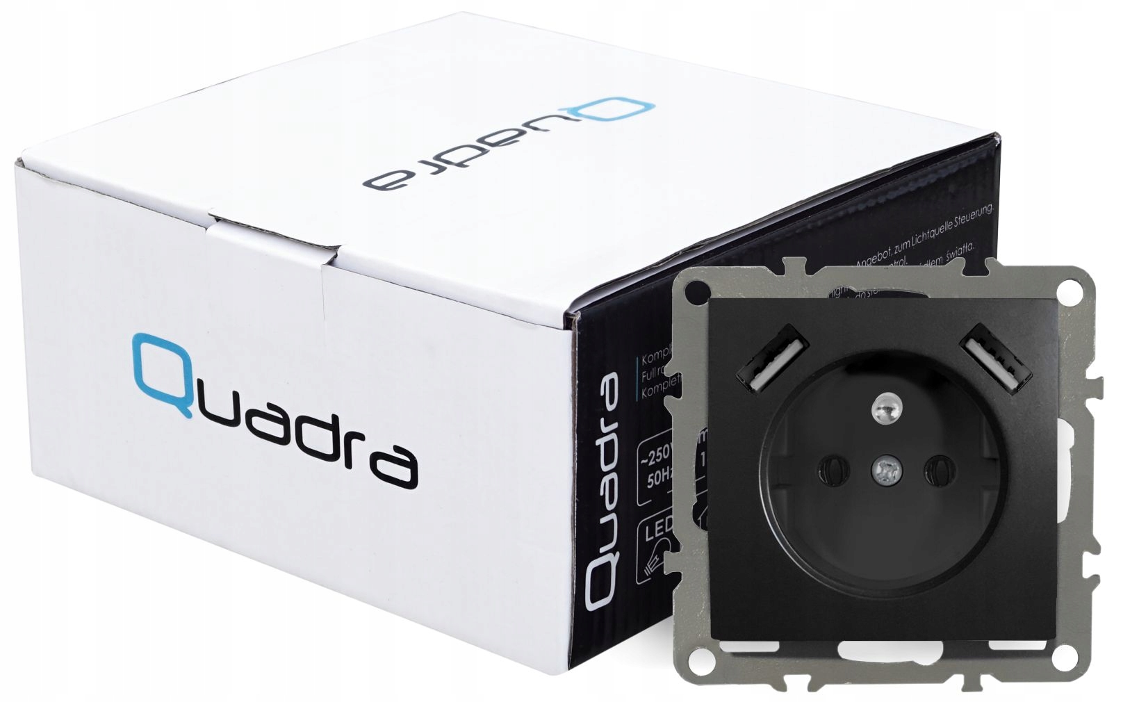 QUADRA Gniazdko Z Bolcem 2x USB Do Ramek 230V 2.1A