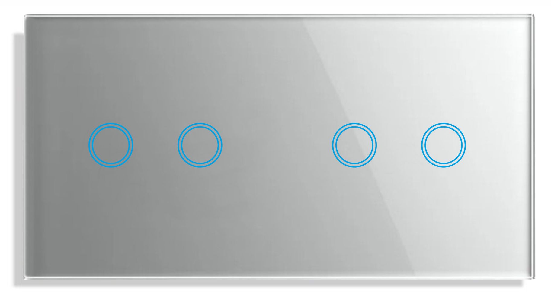 Panel Szklany Dotykowy Włącznik Światła Poczwórny Szary 2+2 2 Moduły LED