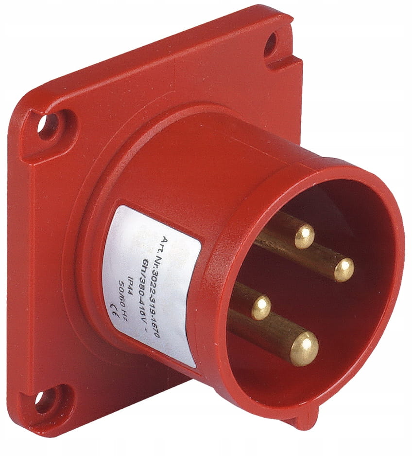 Wtyczka siłowa tablicowa czerwona 16A 400V 4P IP44