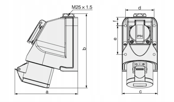 Gniazdo Siłowe Stałe Kombi 32A 5P + 230V IP44 32/5