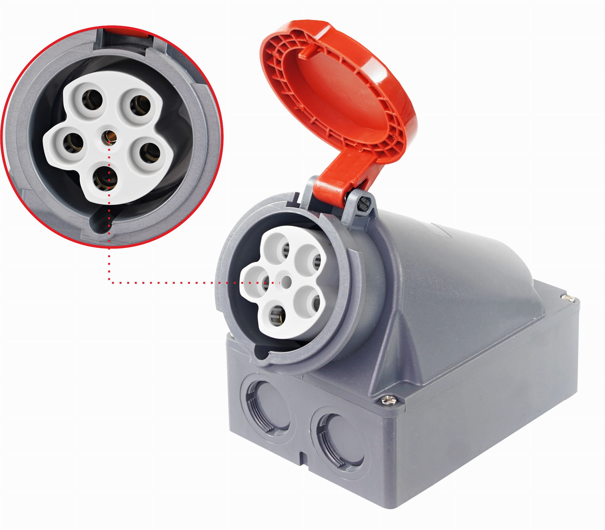 Gniazdo siłowe stałe 63A 5P 400V siła IP44 63/5
