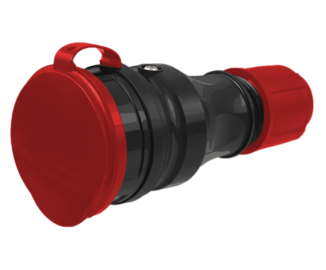 GNIAZDO PRZENOŚNE HERMETYCZNE GUMOWE IP54 16A 230V SCHUKO Z DŁAWIKIEM I KLAPKĄ