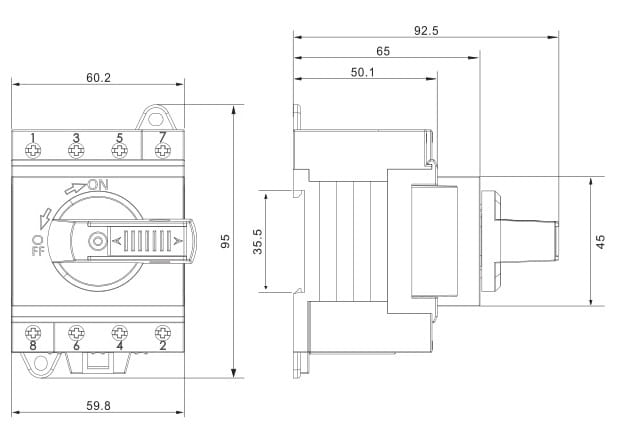 Rozłącznik izolacyjny główny PV  4P 32A 1200V DC