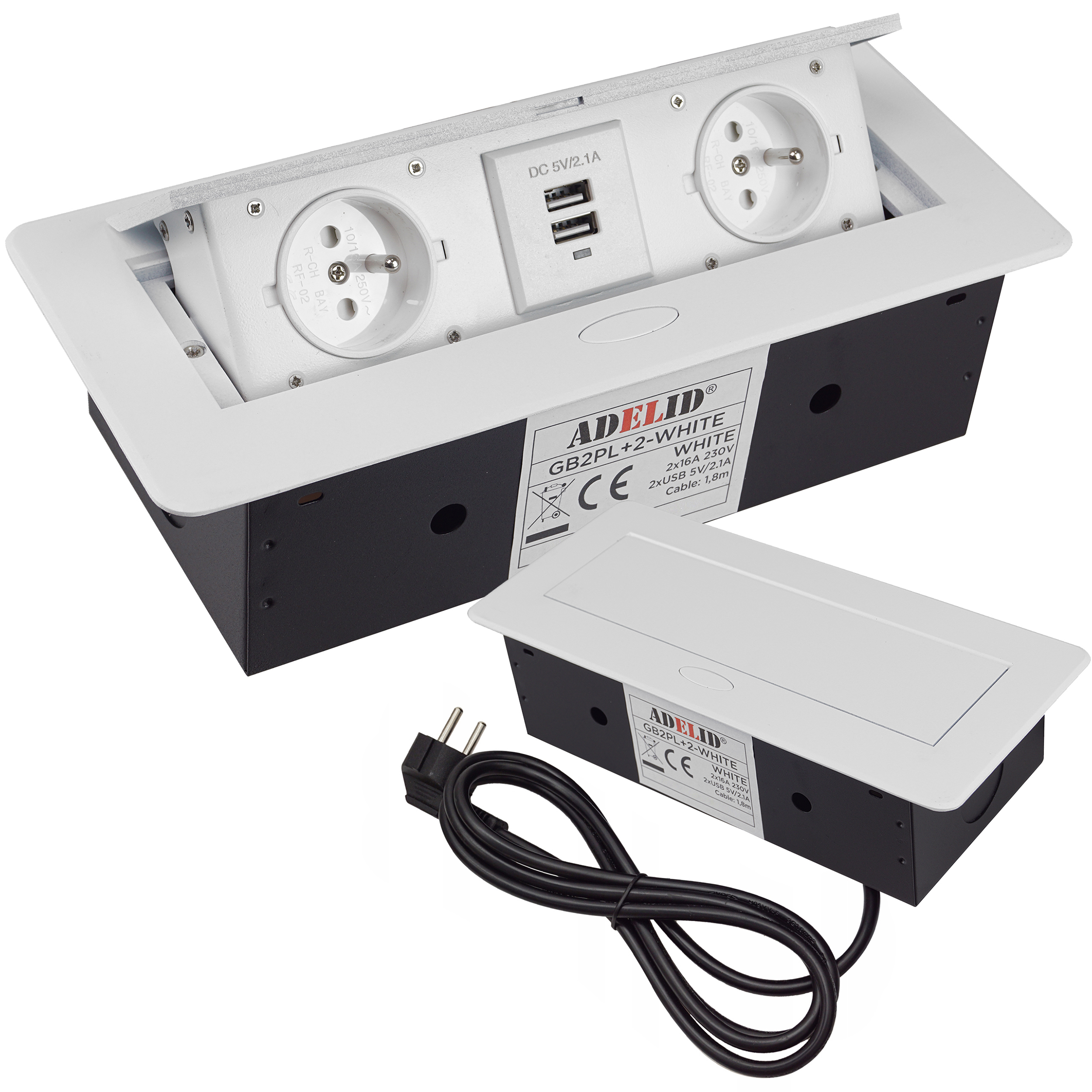 Gniazdo Chowane W Blat Nablatowe + 2 USB