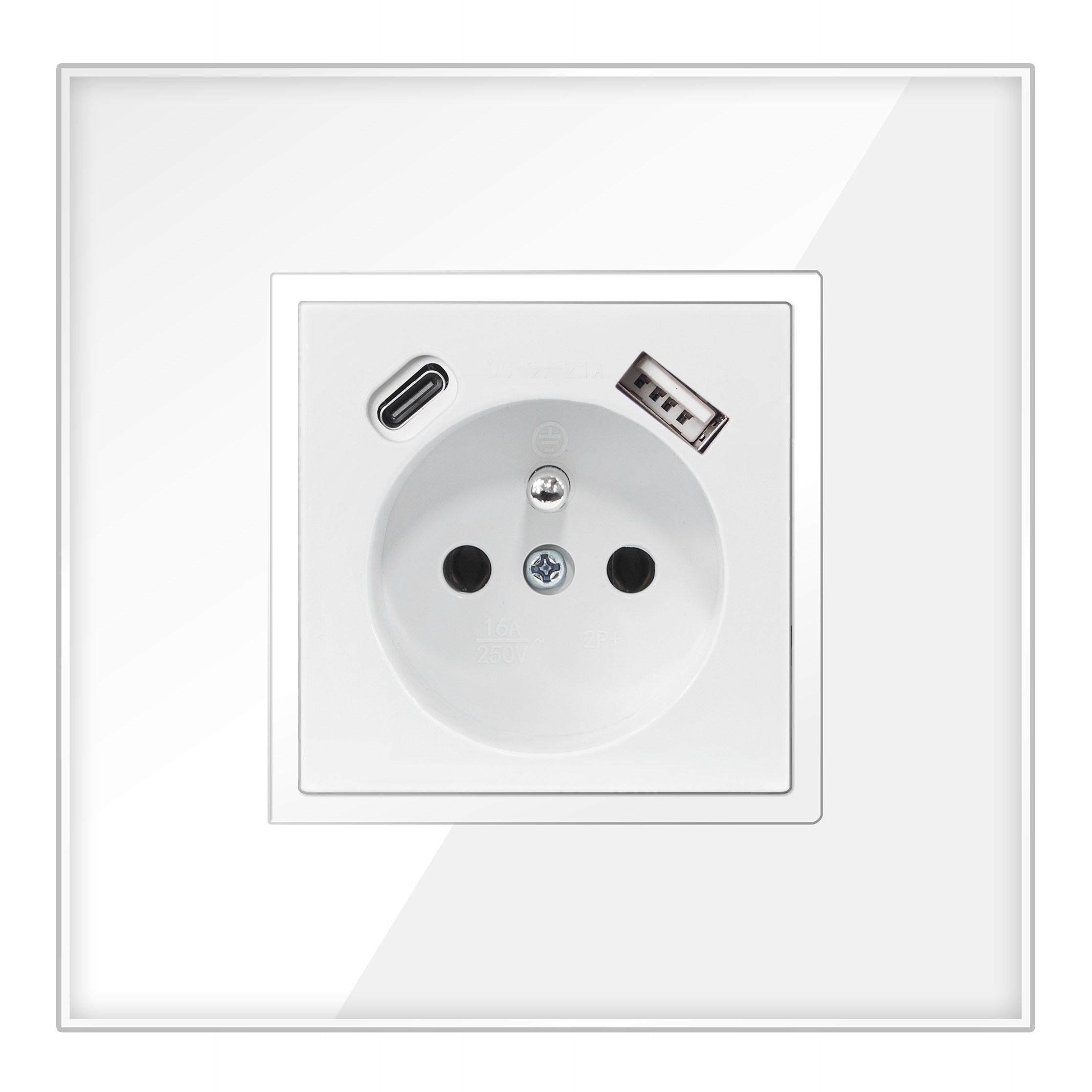 GNIAZDKO PODTYNKOWE BIALE Z BOLCEM ŁADOWARKĄ USB C DO RAMKI