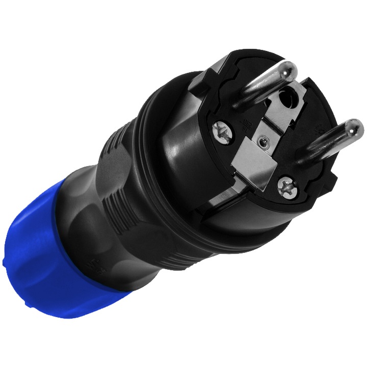 WTYCZKA ELEKTRYCZNA HERMETYCZNA GUMOWA IP54 16A 230V UNI-SCHUKO Z DŁAWIKIEM