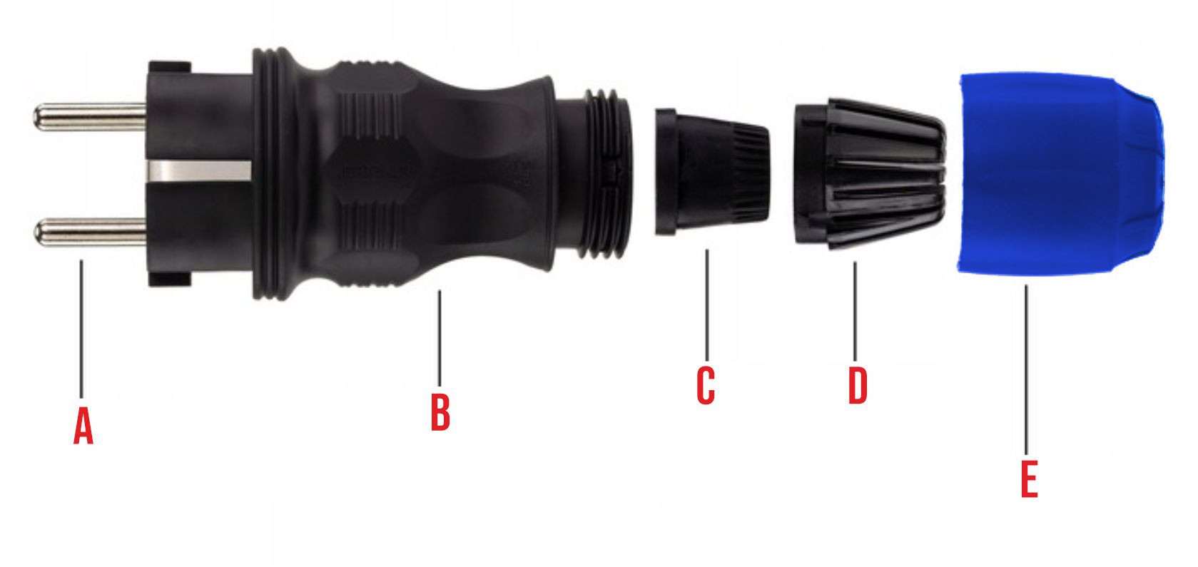 WTYCZKA ELEKTRYCZNA HERMETYCZNA GUMOWA IP54 16A 230V UNI-SCHUKO Z DŁAWIKIEM