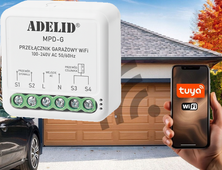 Przekaźnik sterownik do bramy garażowej wjazdowej WiFi + czujnik