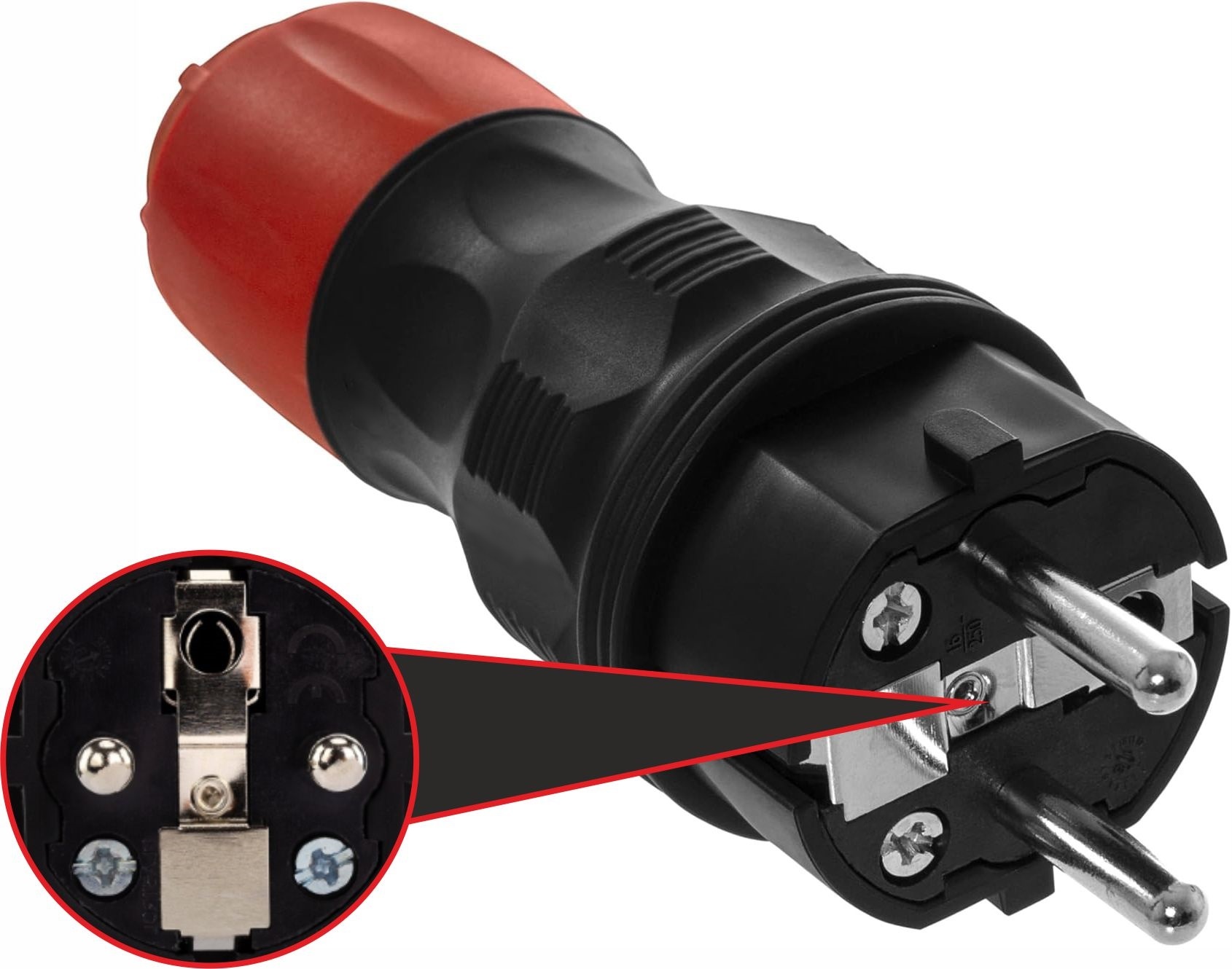 WTYCZKA ELEKTRYCZNA HERMETYCZNA GUMOWA IP54 16A 230V UNI-SCHUKO Z DŁAWIKIEM