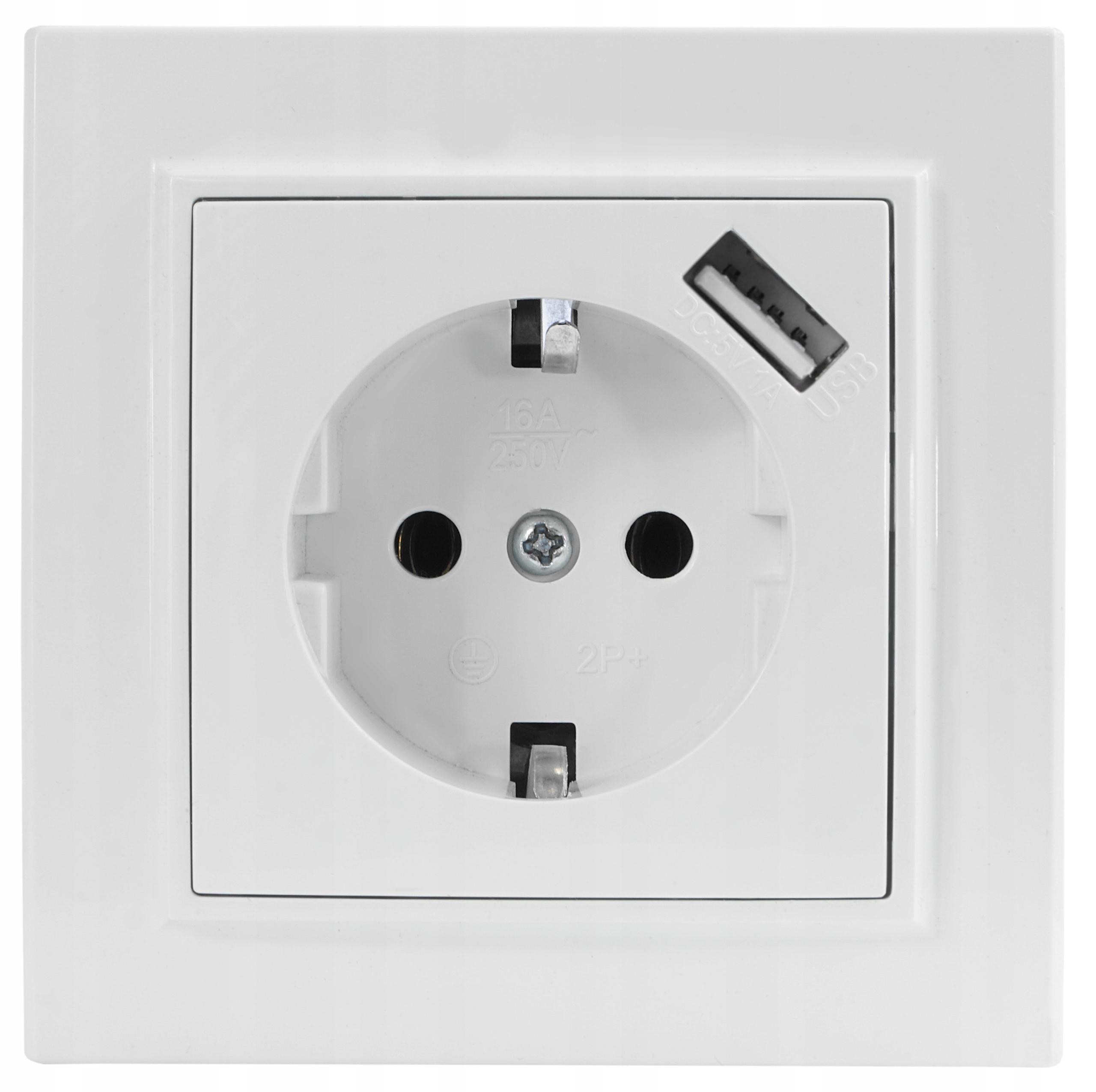 QUADRA Gniazdko Elektryczne Schuko Podtynkowe USB