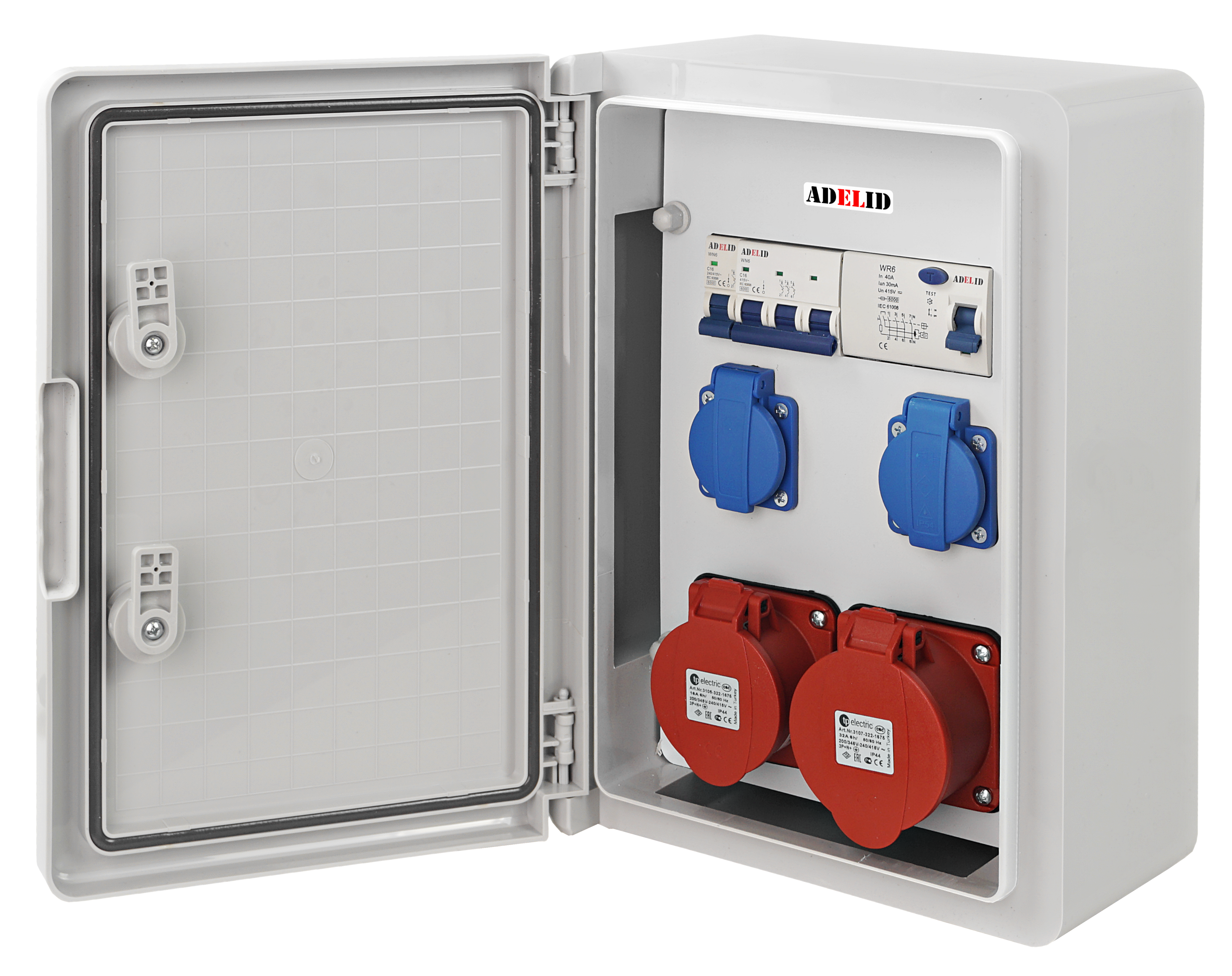 RSZ Rozdzielnia elektryczna ABS, 1x32A*5, 1x16A*5, 2x230v z różnicówką 40A, zabezpieczona 16A "C"