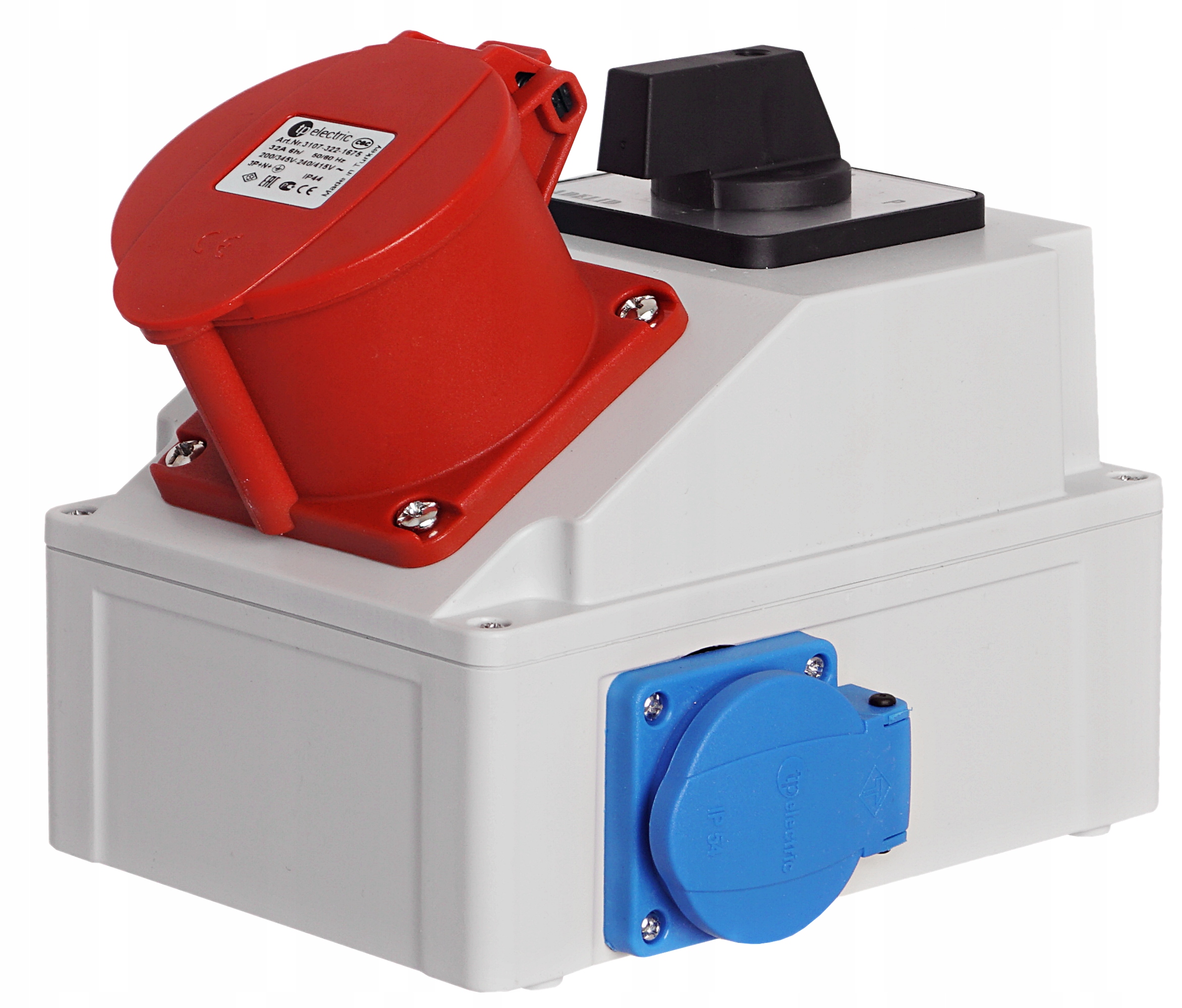 Rozdzielnica RSJ 1x 32A 5P, 2x 230V, z łącznikiem L-0-P