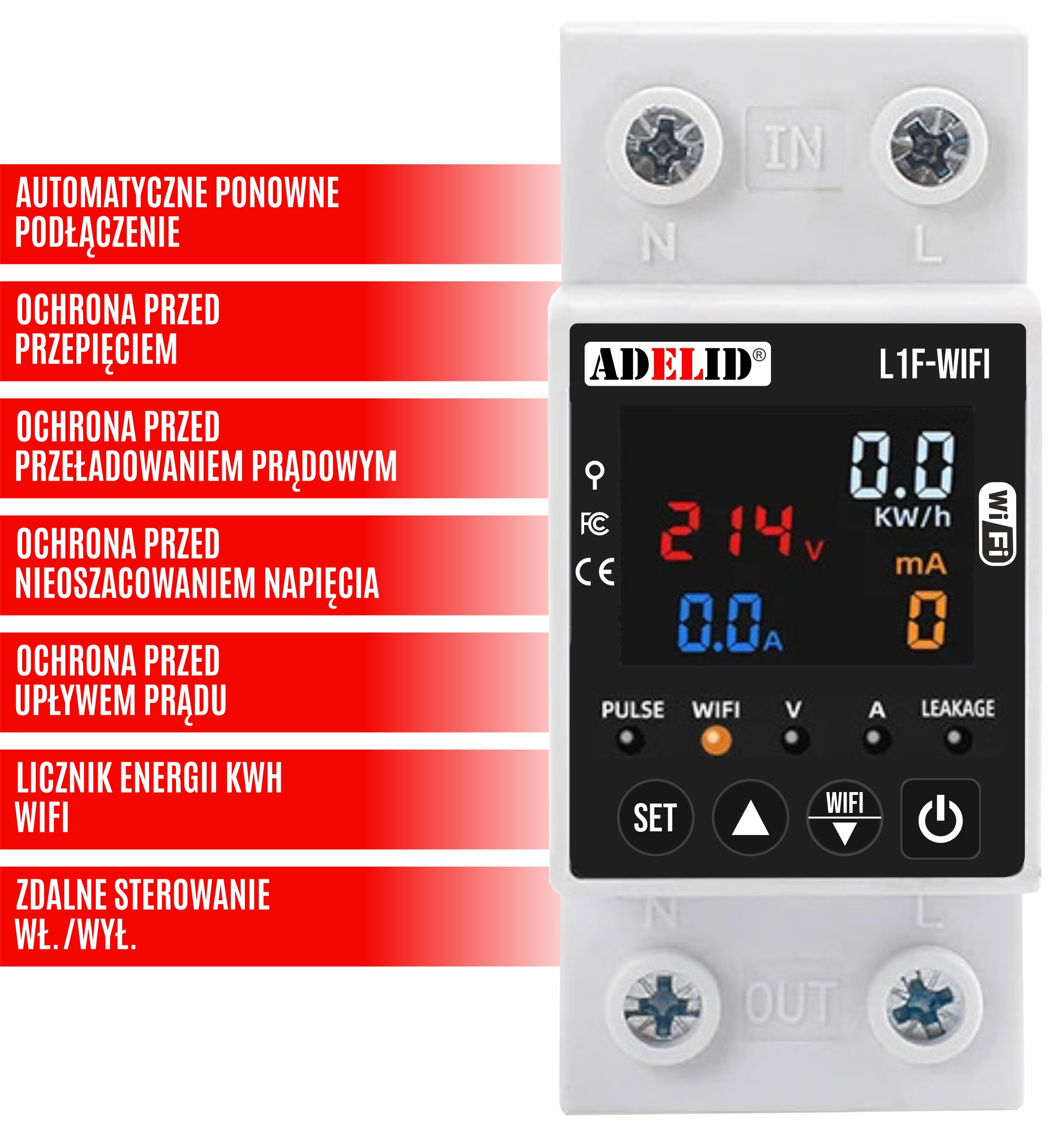Licznik Jednofazowy WiFi Podlicznik Energii Prądu 1-faz Smart  TUYA