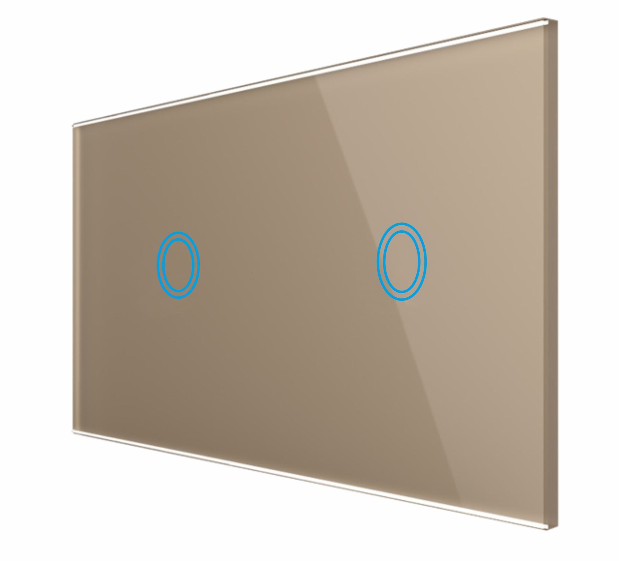 Panel Szklany Dotykowy Włącznik Światła Podwójny Złoty 1+1 2 Moduły LED