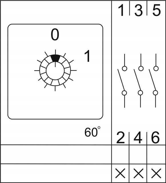 Łącznik Krzywkowy 25A 0-1 3F Tablicowy Ip65