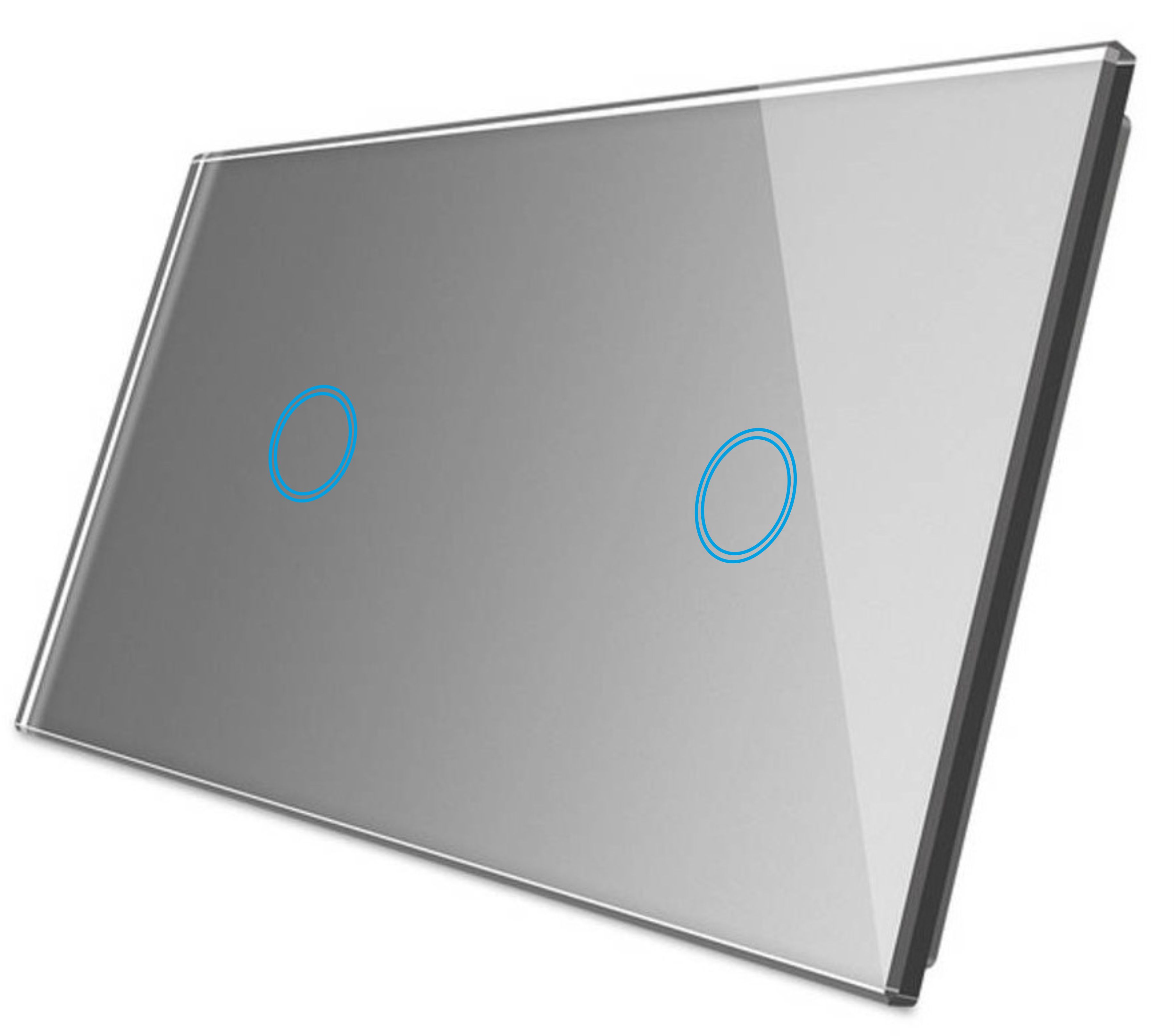 Panel Szklany Dotykowy Włącznik Światła Podwójny Szary 1+1 2 Moduły LED