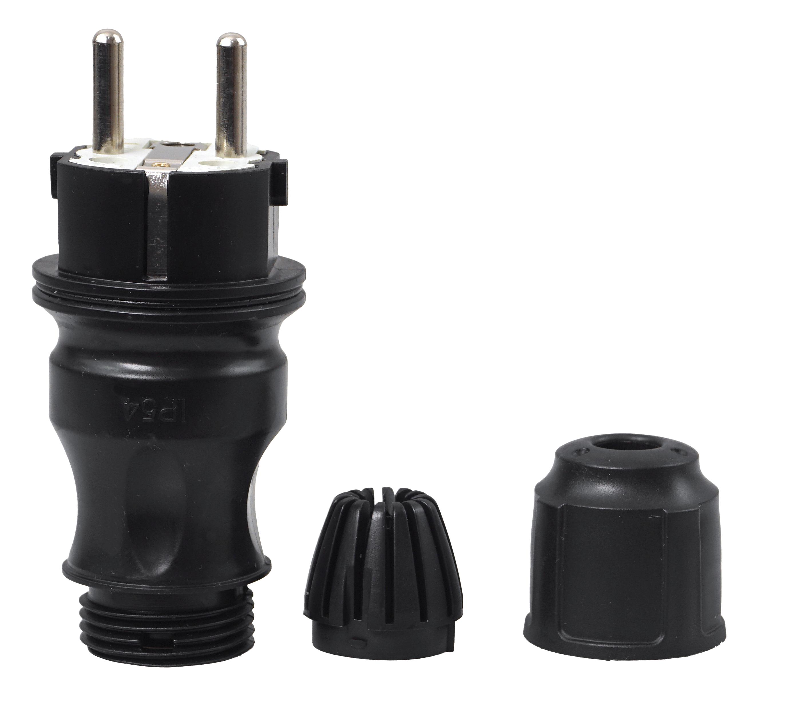 WTYCZKA ELEKTRYCZNA HERMETYCZNA GUMOWA IP54 16A 230V UNI-SCHUKO Z DŁAWIKIEM