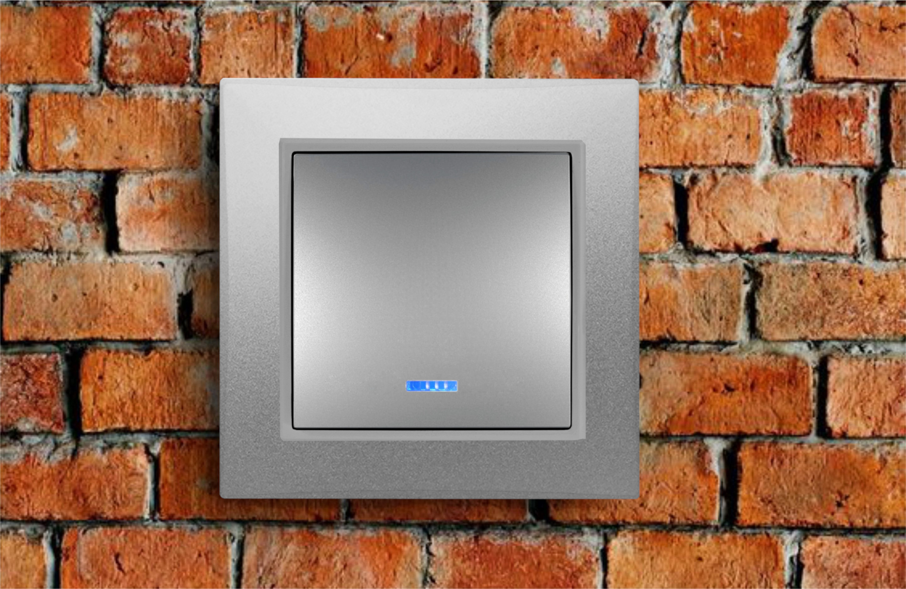 WŁĄCZNIK ŚWIATŁA POJEDYNCZY SZARY KRZYŻOWY PODŚWIETLANY