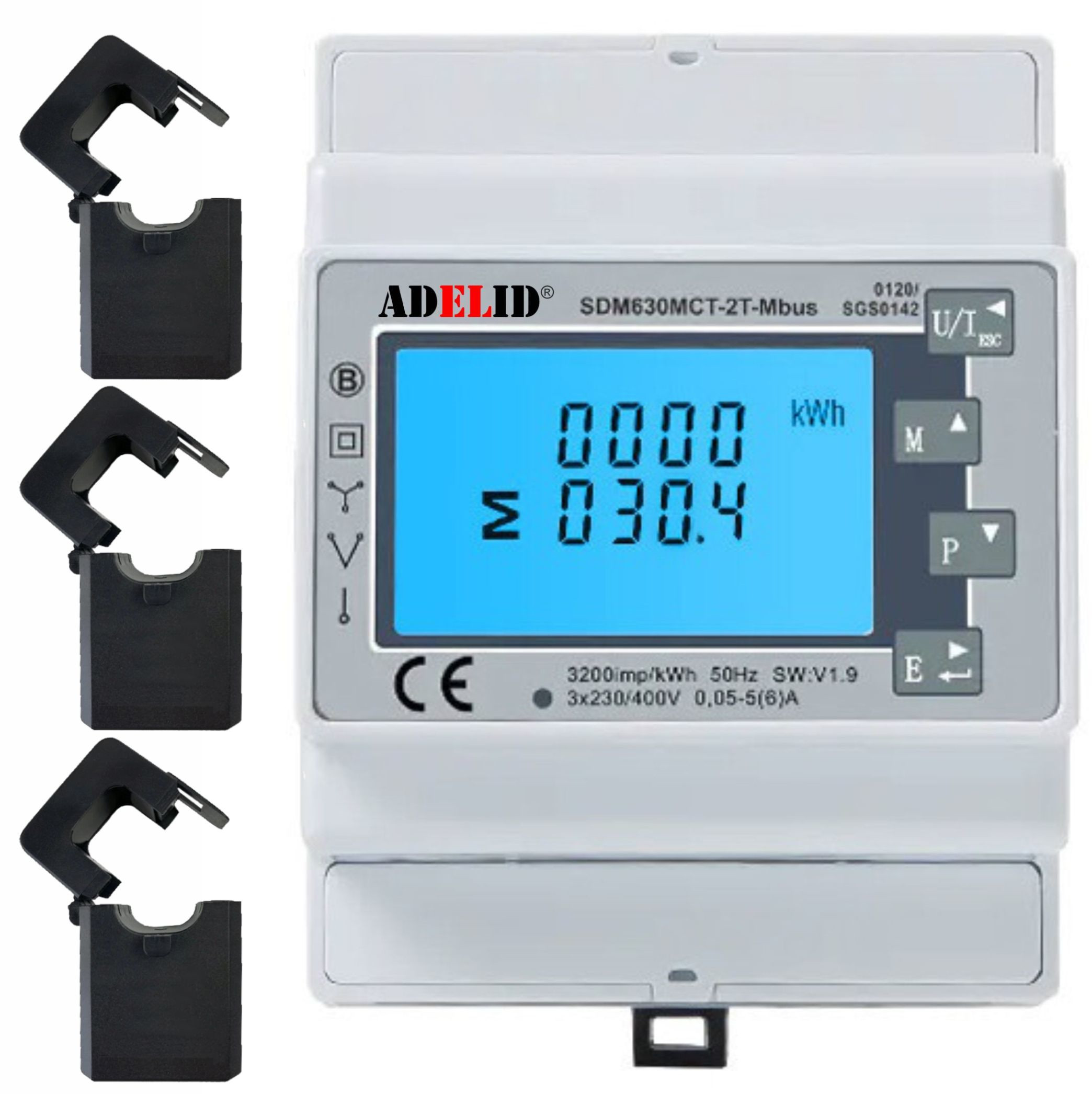 Trójfazowy licznik energii SDM630 Modbus MID RS485 z pomiarem półpośrednim