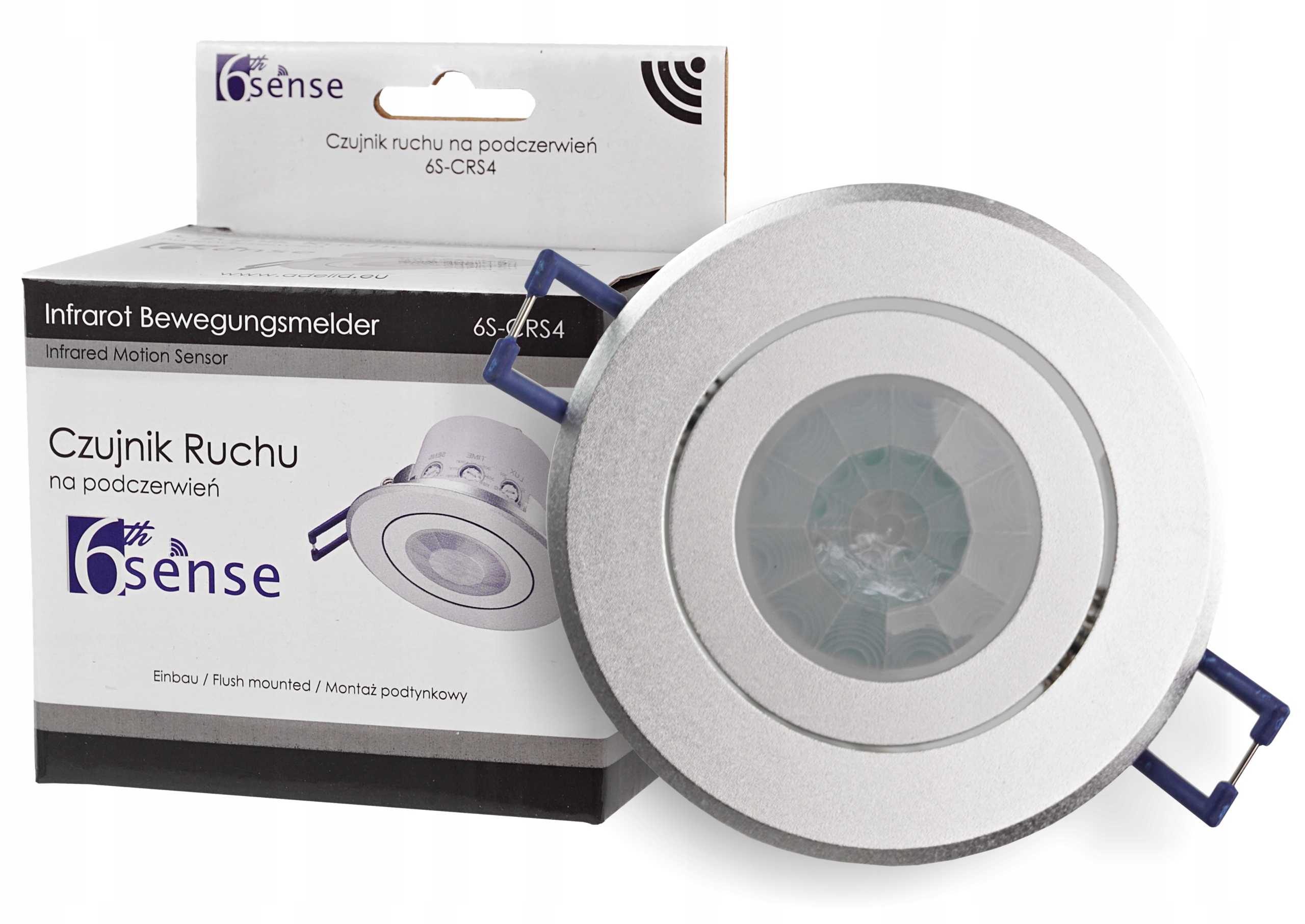 Czujnik Ruchu Sufitowy Płaski Srebrny LED PIR 360°