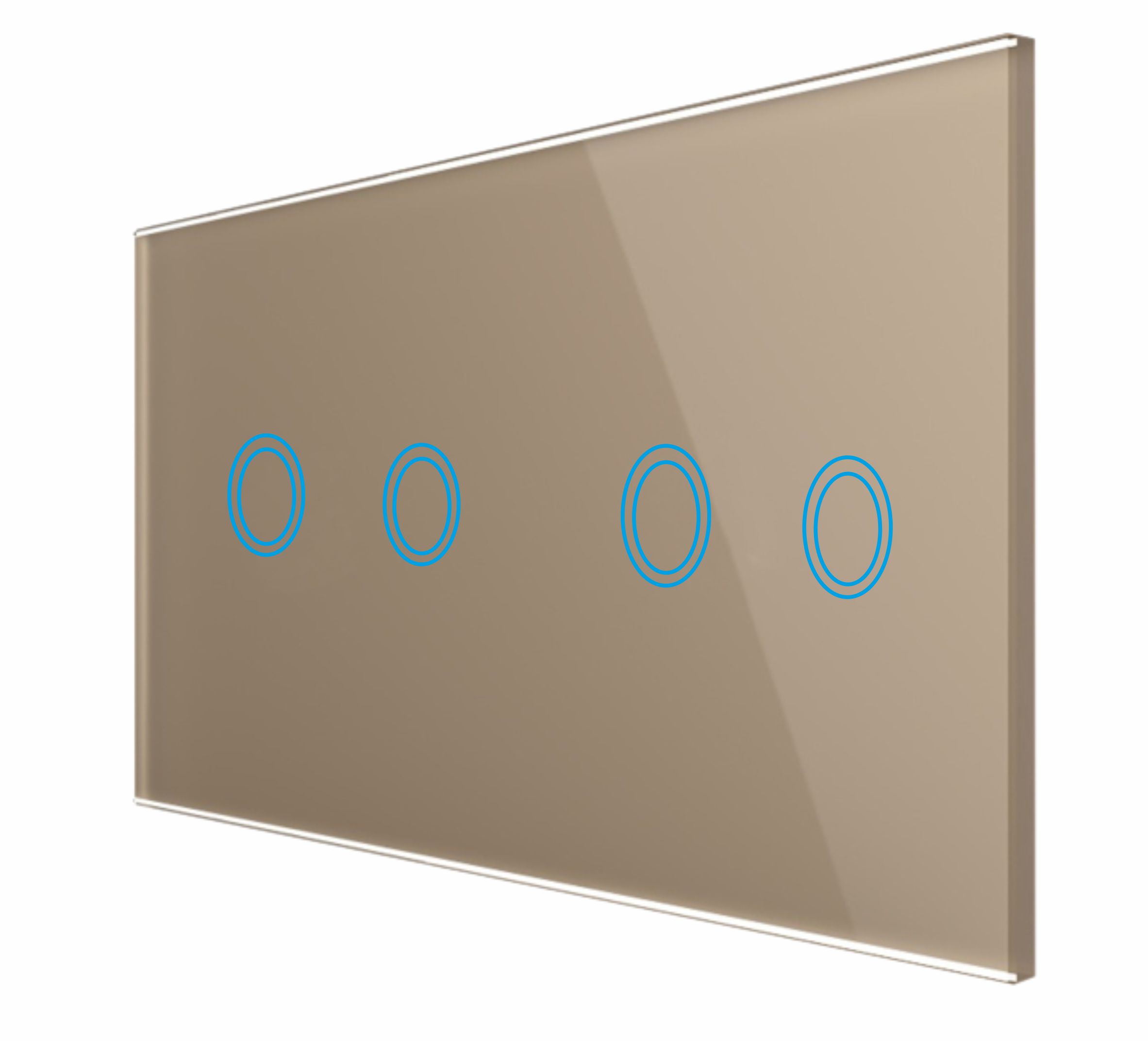 Panel Szklany Dotykowy Włącznik Światła Poczwórny Złoty 2+2 2 Moduły LED