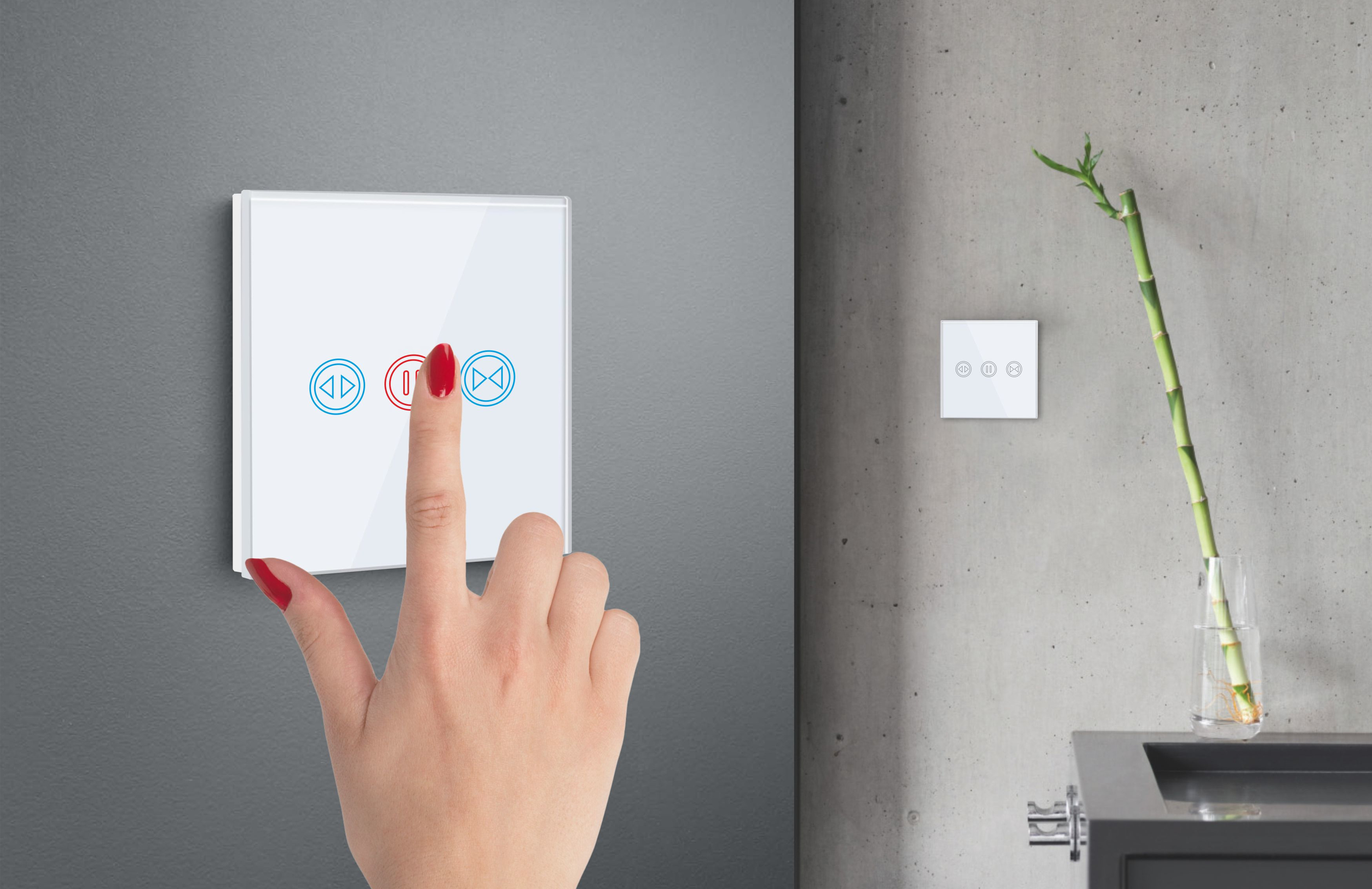 Włącznik Szklany Dotykowy Żaluzji Biały Wyłącznik Do Rolet WIFI TUYA LED
