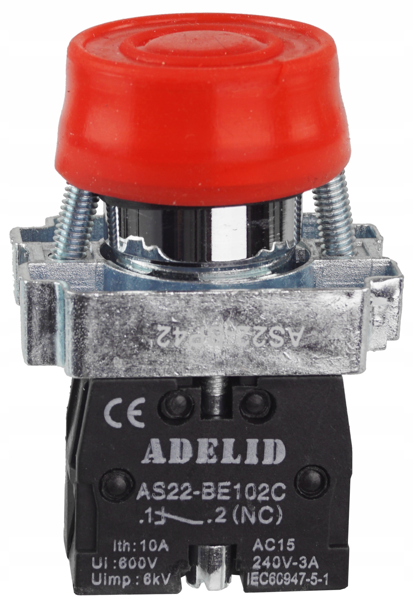 Przycisk sterowniczy czerwony stop IP66 metal BP42