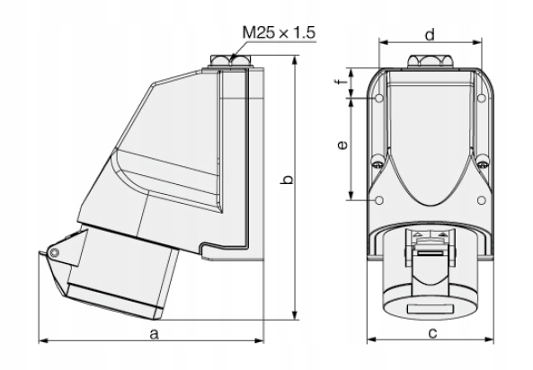 Gniazdo Siłowe Stałe Siła 32A 4P 400V IP44 32/4