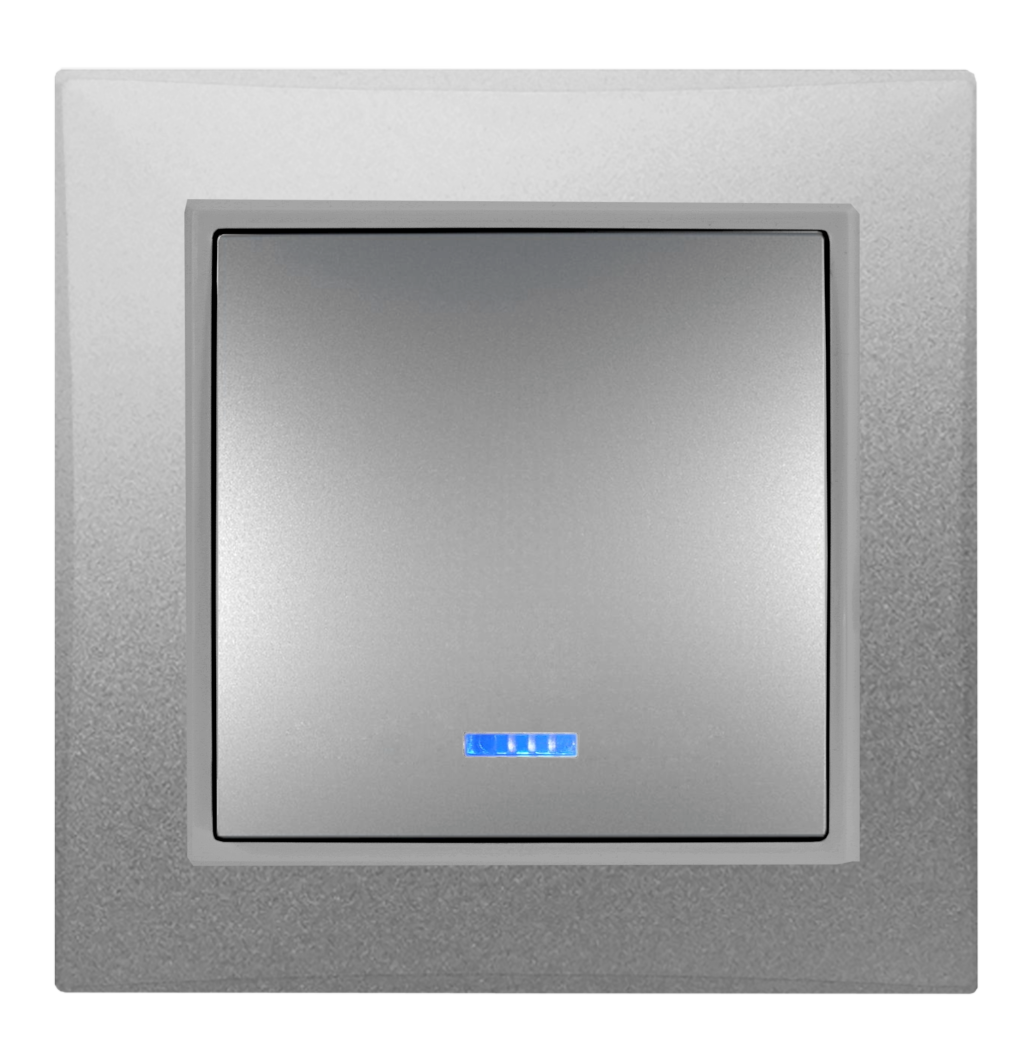 WŁĄCZNIK ŚWIATŁA POJEDYNCZY SZARY/SREBRNY PODŚWIETLANY