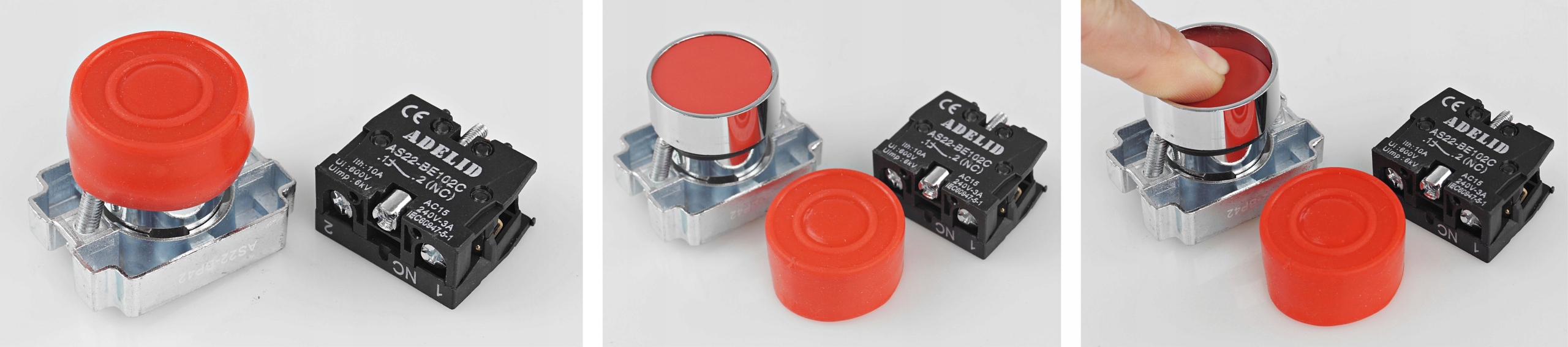 Przycisk sterowniczy czerwony stop IP66 metal BP42