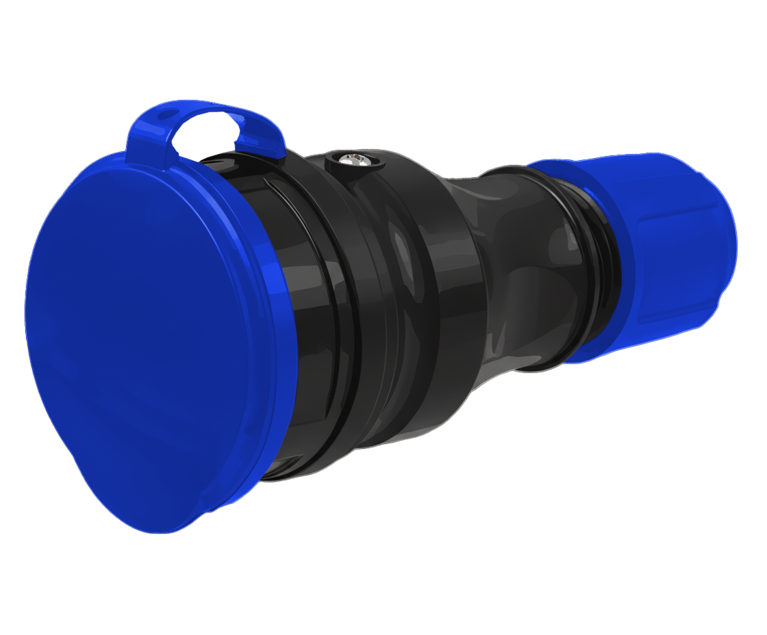 GNIAZDO PRZENOŚNE HERMETYCZNE GUMOWE IP54 16A 230V SCHUKO Z DŁAWIKIEM I KLAPKĄ