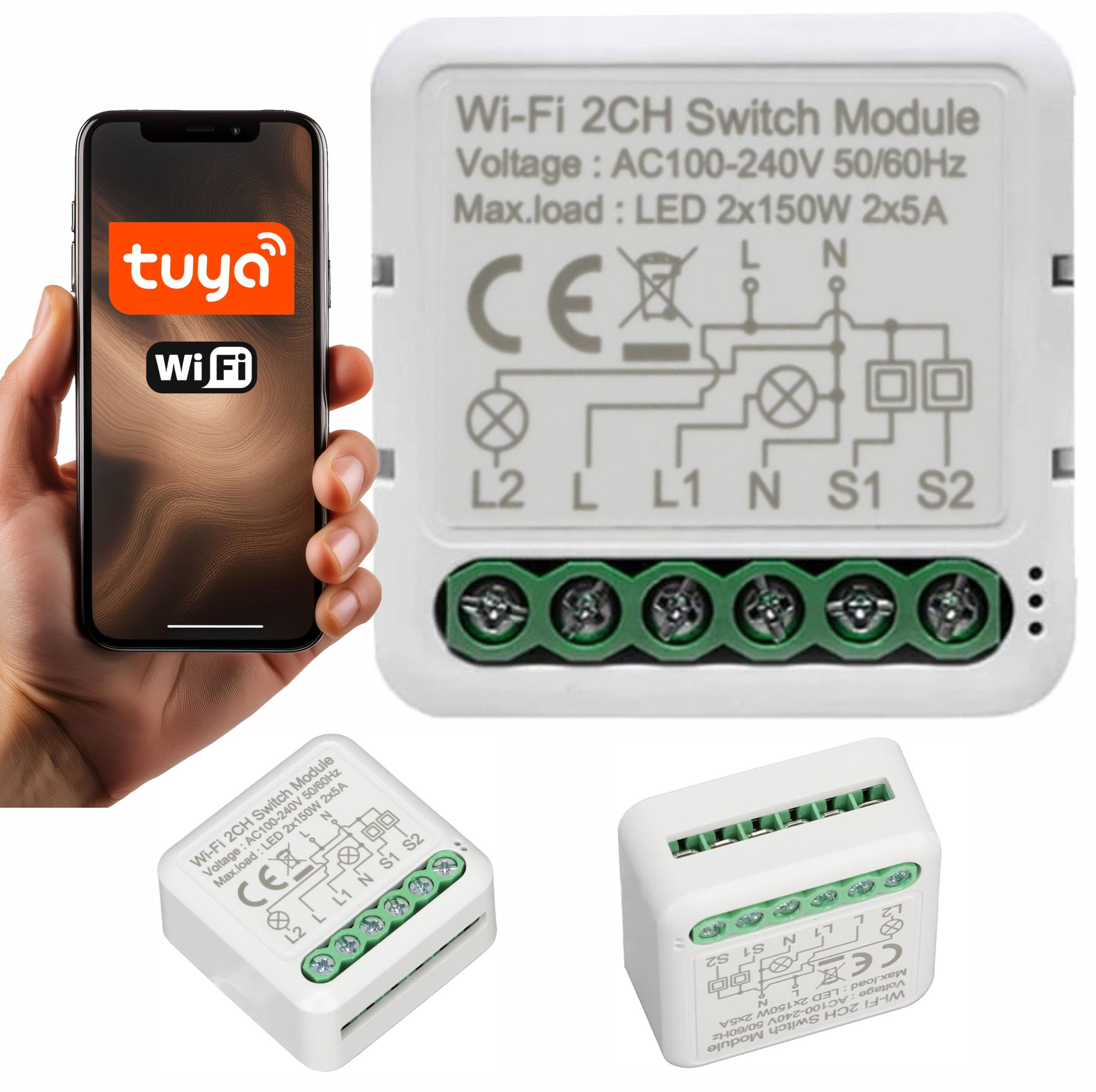 Inteligentny przekaźnik WiFi dopuszkowy 16A dwukanałowy Smart Home