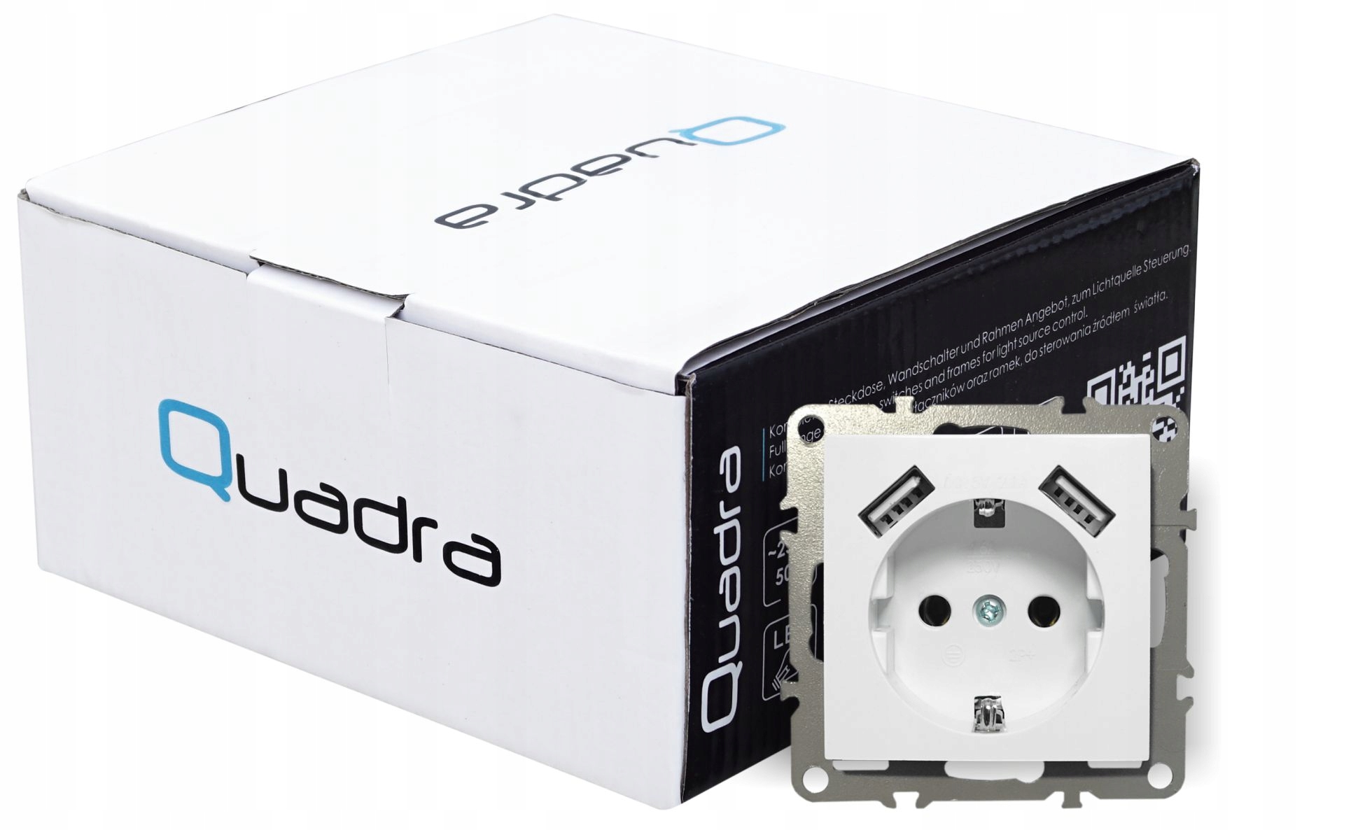 QUADRA Gniazdko Schuko Podtynkowe 2X USB 230V 2.1A