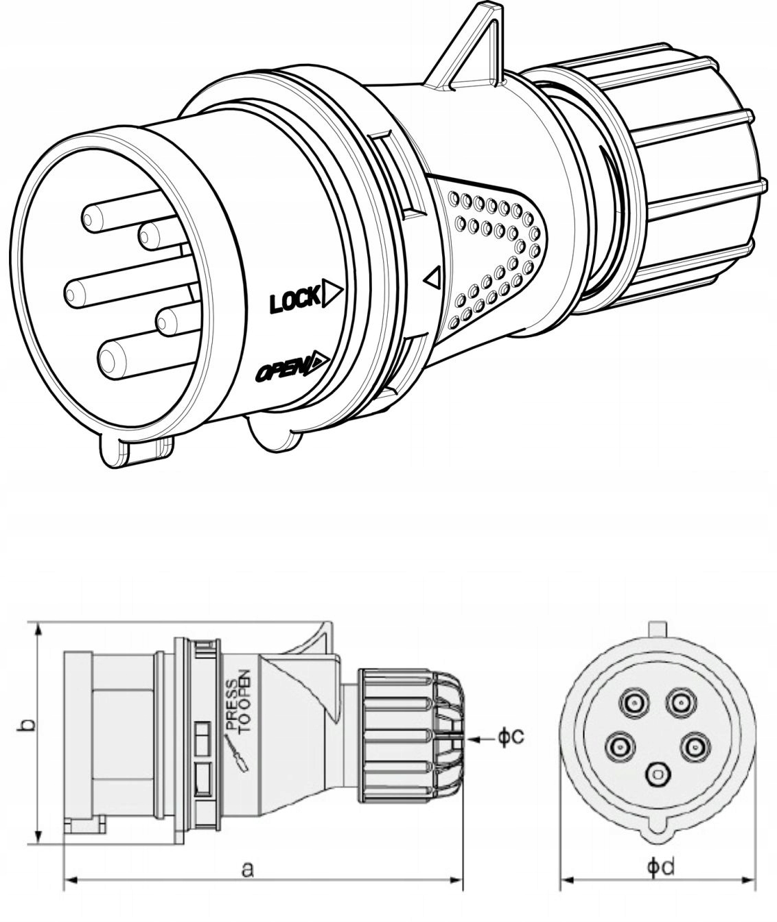 Adapter siłowy trójnik redukcja przejściówka 32A