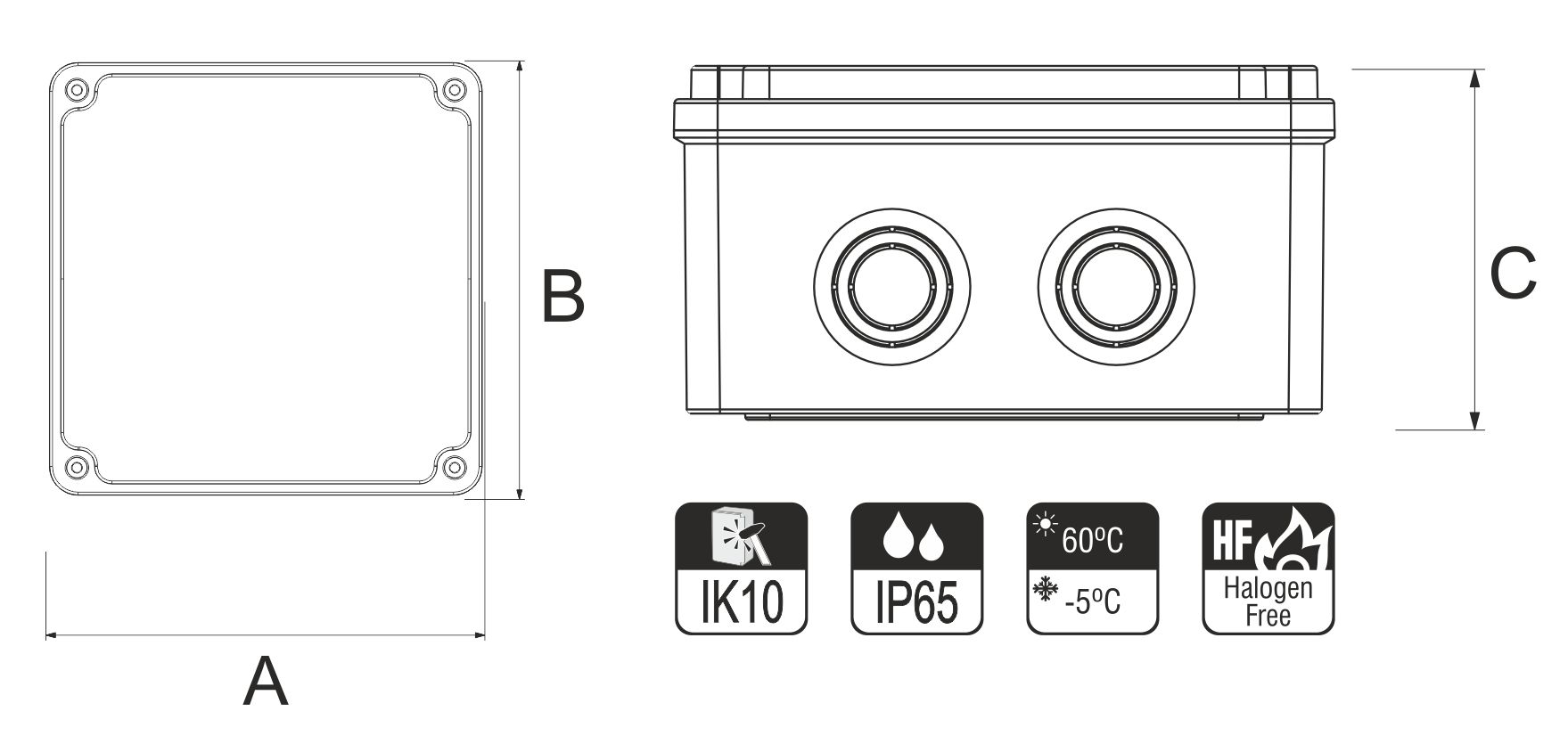 PUSZKA HERMETYCZNA NATYNKOWA ZATRZASKOWA 85X85X40