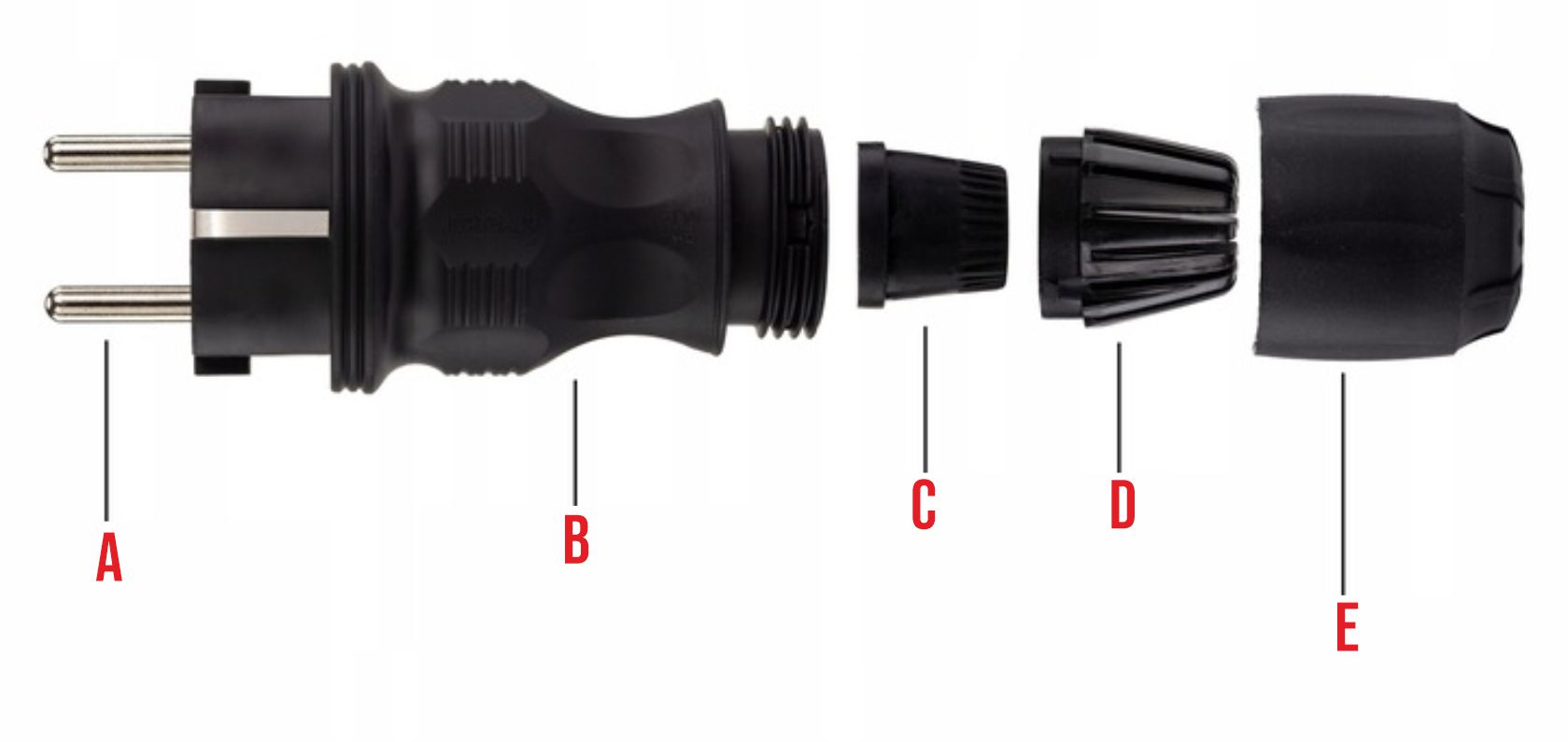 WTYCZKA ELEKTRYCZNA HERMETYCZNA GUMOWA IP54 16A 230V UNI-SCHUKO Z DŁAWIKIEM