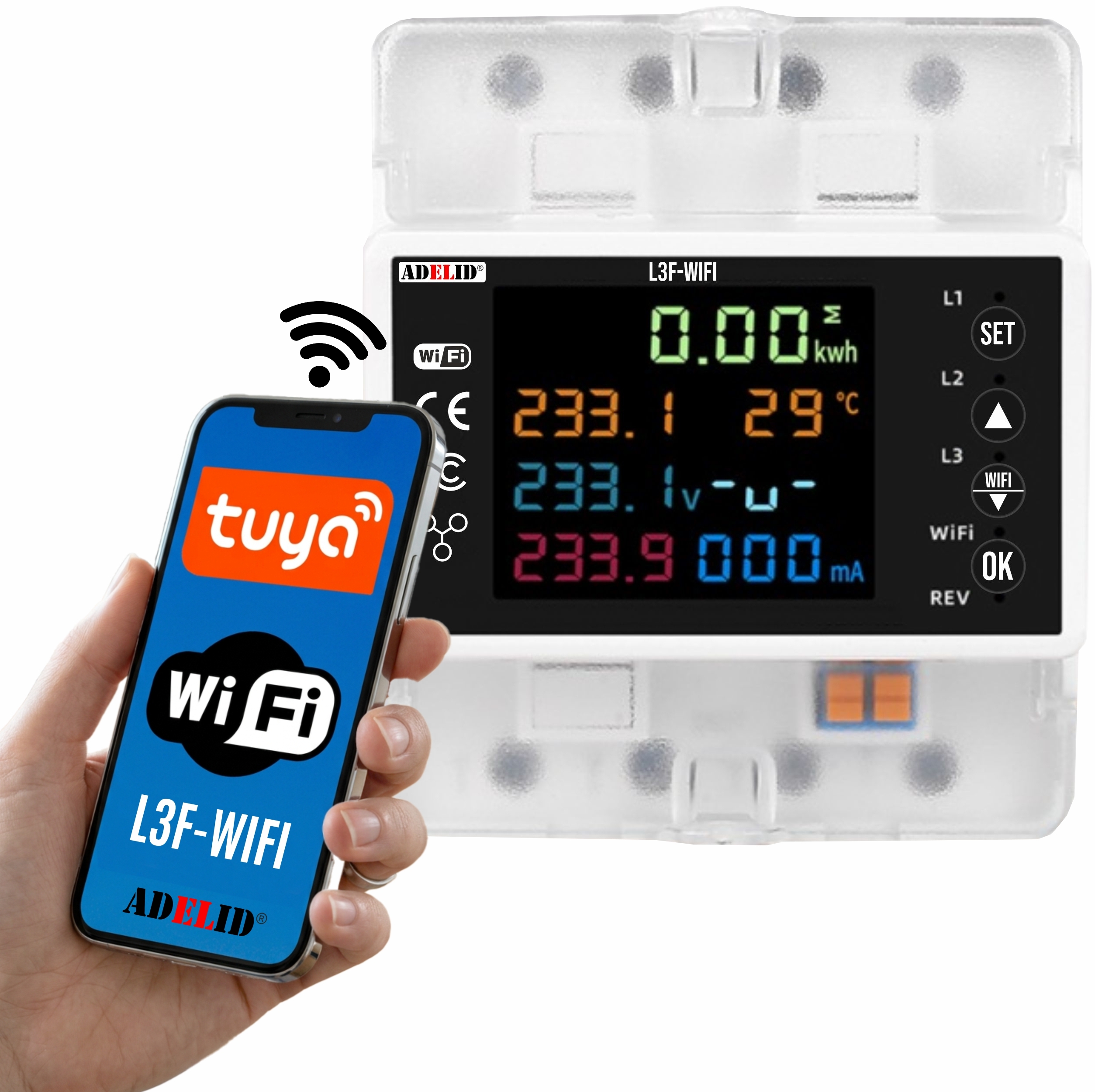 Podlicznik 3 Fazowy WiFi Licznik Trójfazowy Prądu Smart TUYA