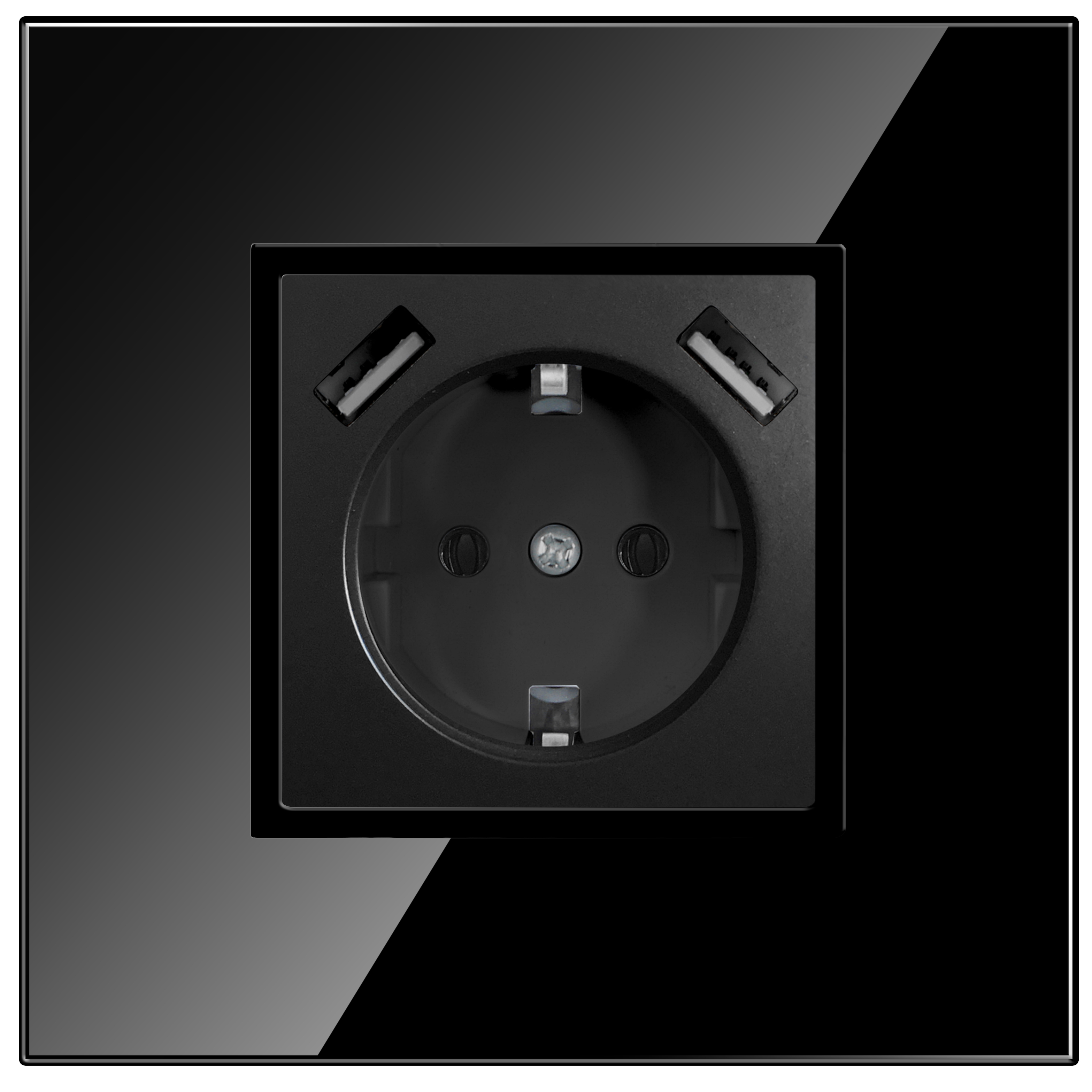QUADRA Gniazdko Schuko Podtynkowe  2X USB 230V 2.1A 10