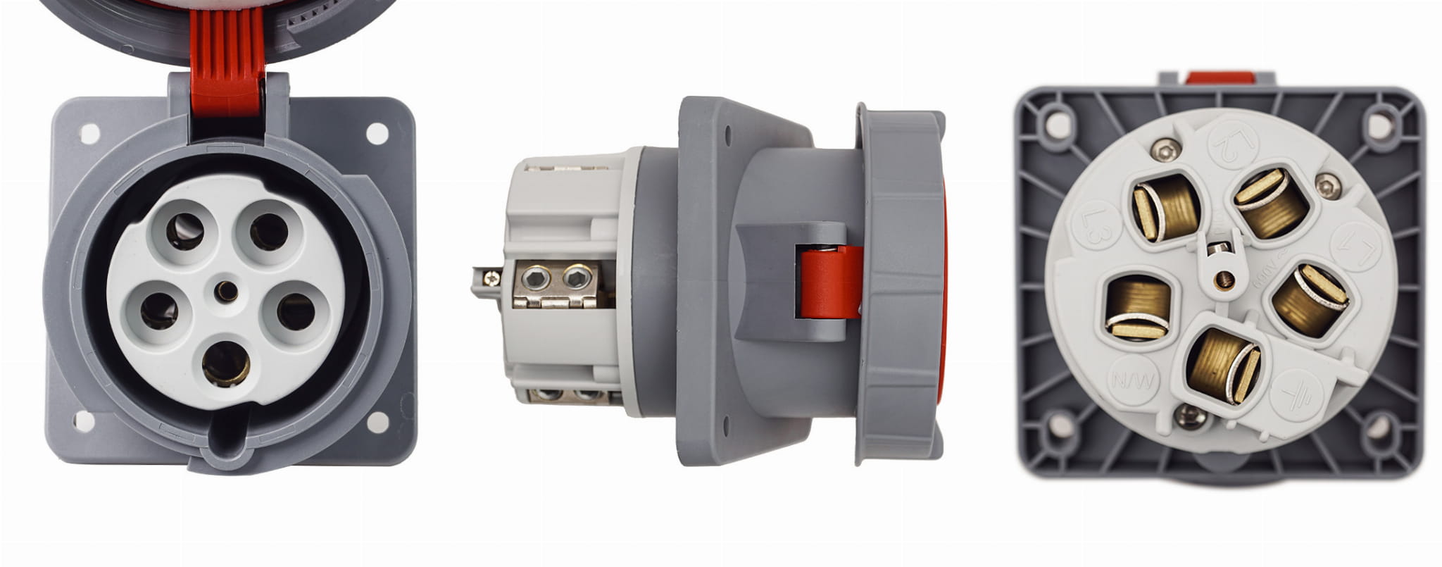 Gniazdo tablicowe siłowe 125A 5P 400V skośne IP67