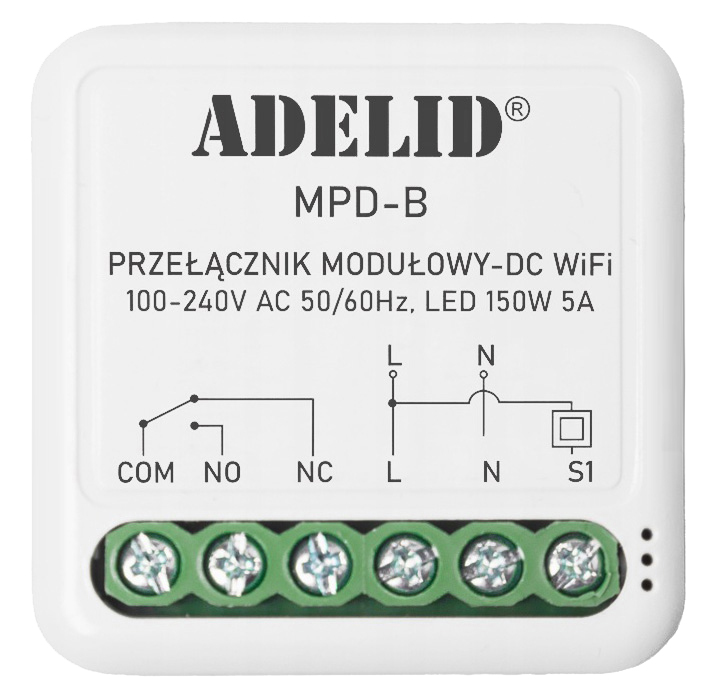 Inteligentny przekaźnik dopuszkowy beznapięciowy NC NO WiFi piece klimatyzacje