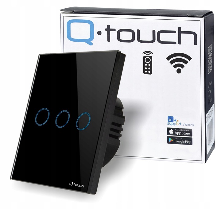 Dotykowy Włącznik Światła Potrójny Szklany WiFi Qtouch